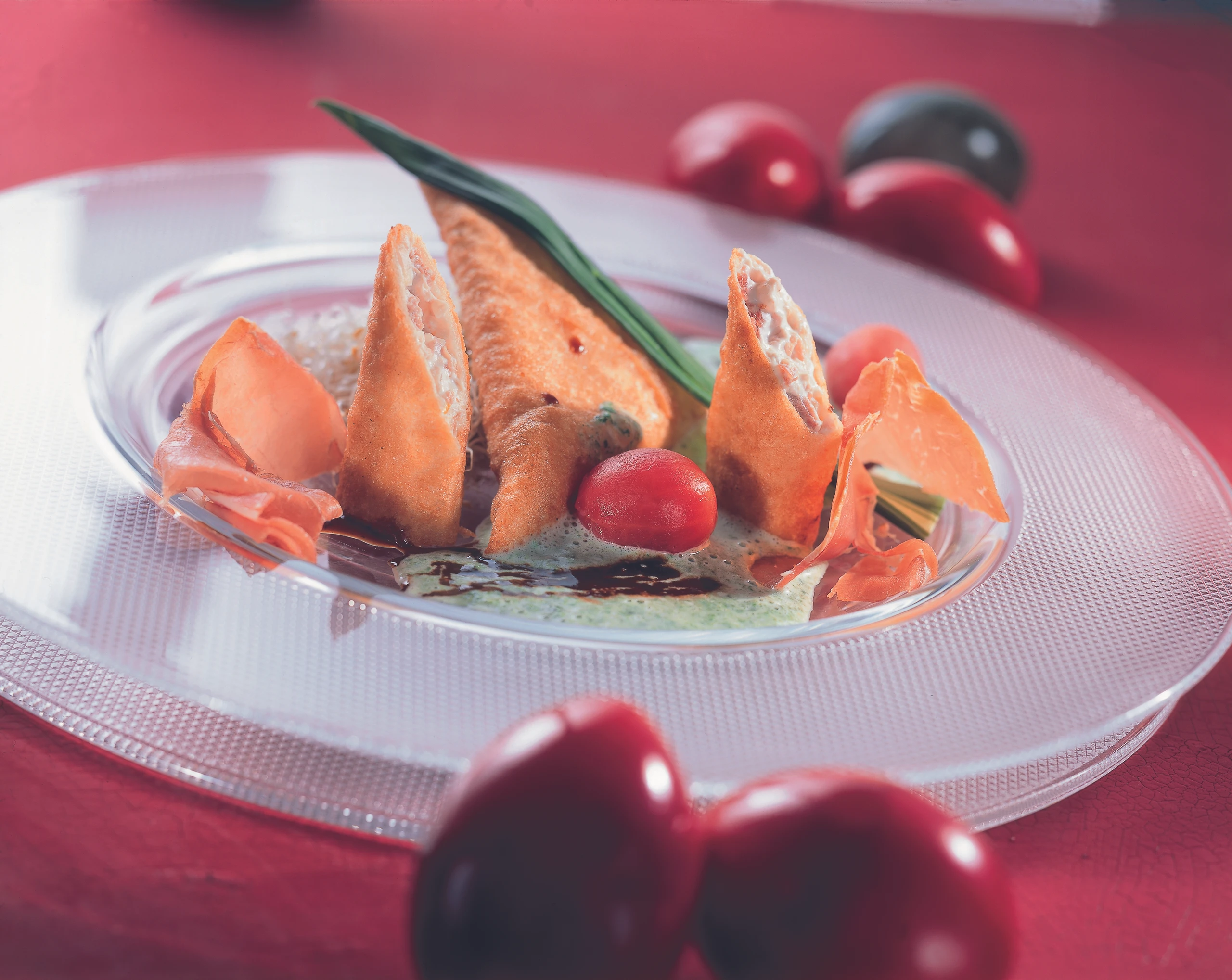 Schinken im Brickblatt auf Bärlauchschaum