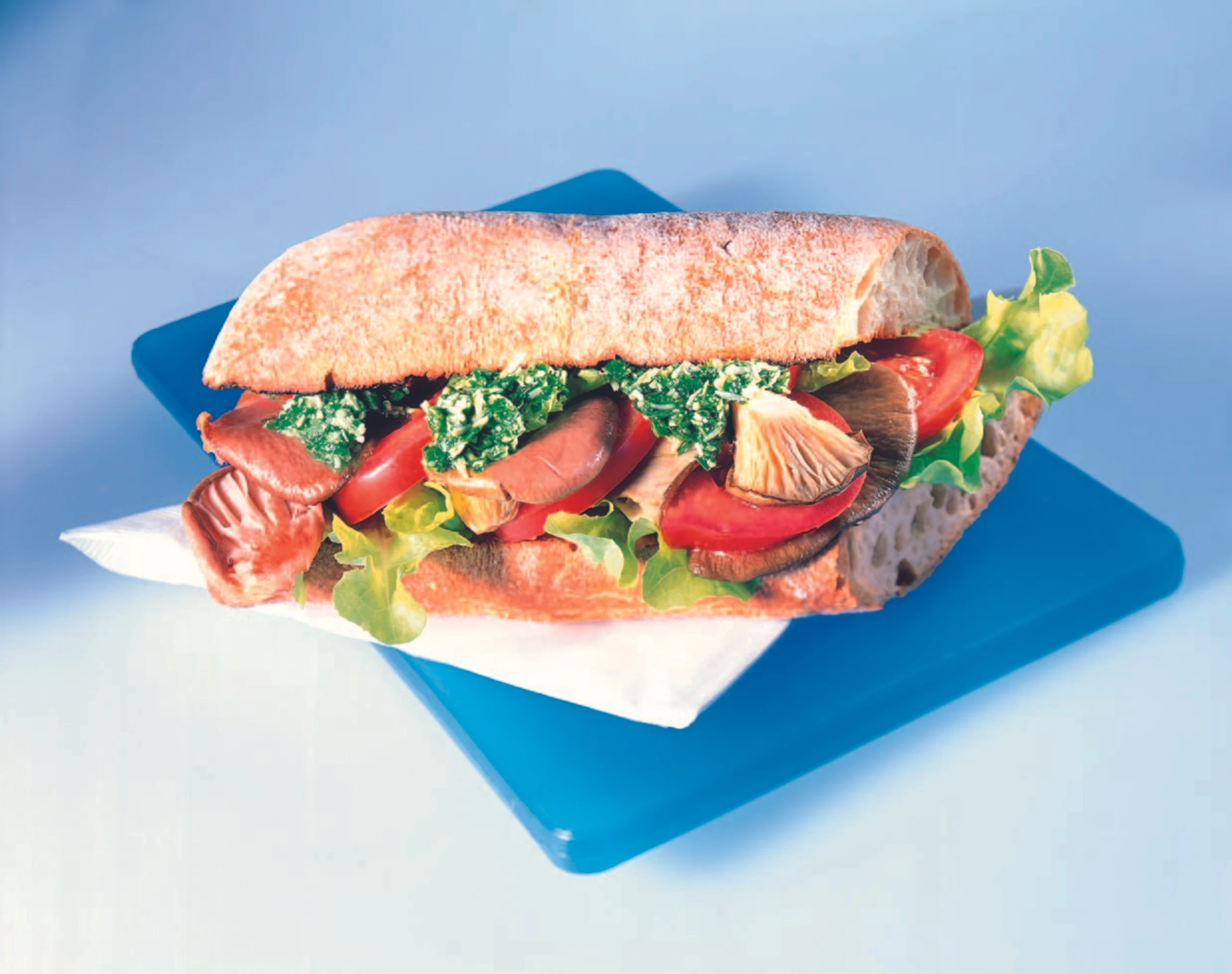 Bruschetta mit Austernpilzen und Käse-Kräuter-Salsa