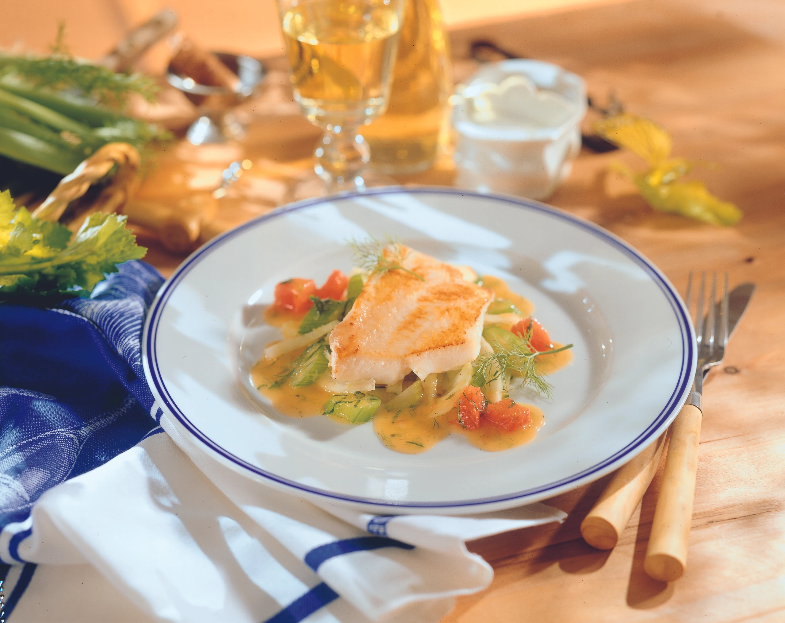 Steinbutt mit Fenchel-Selleriegemüse