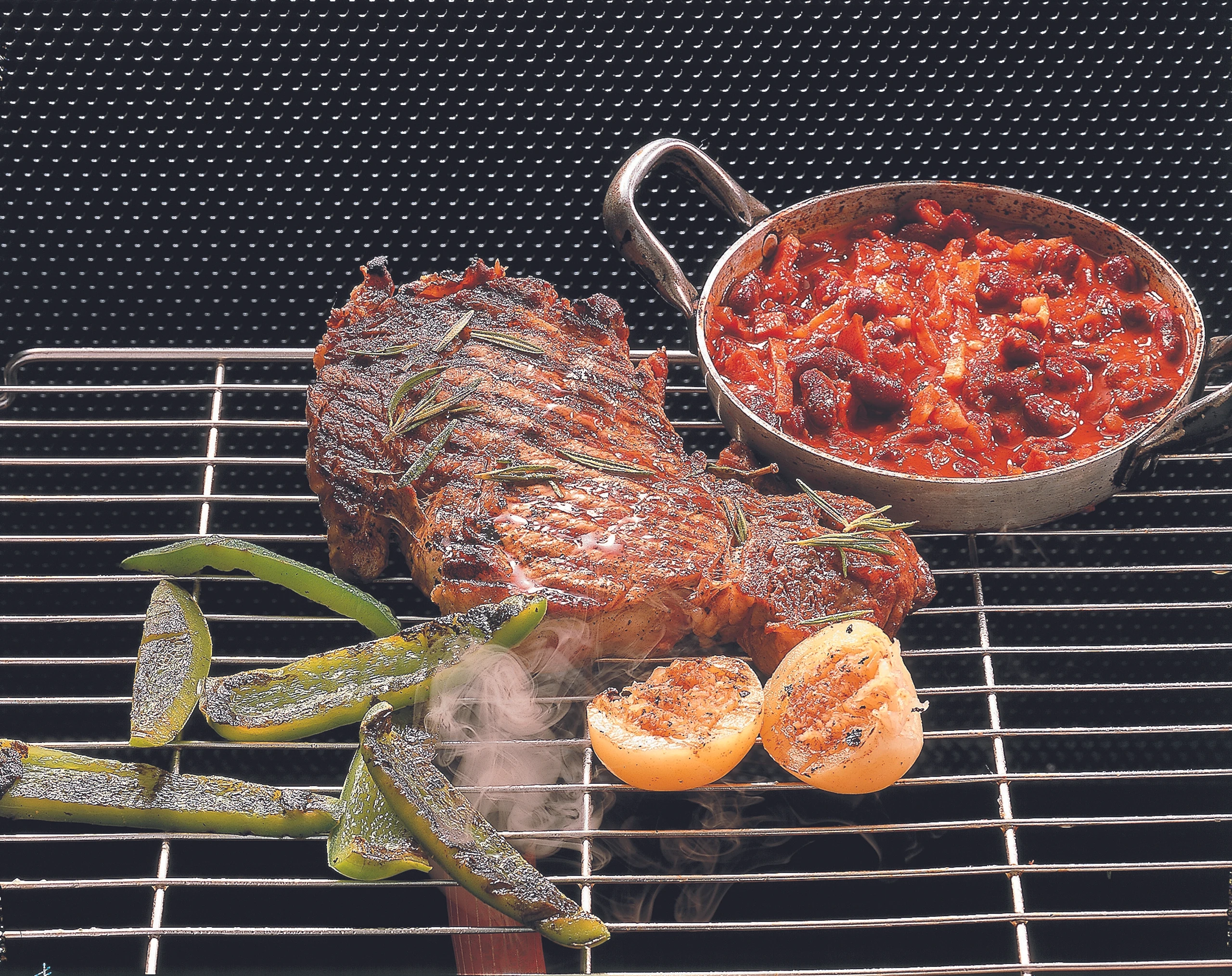 Entrecôte mit Rosmarin und Speckbohnen