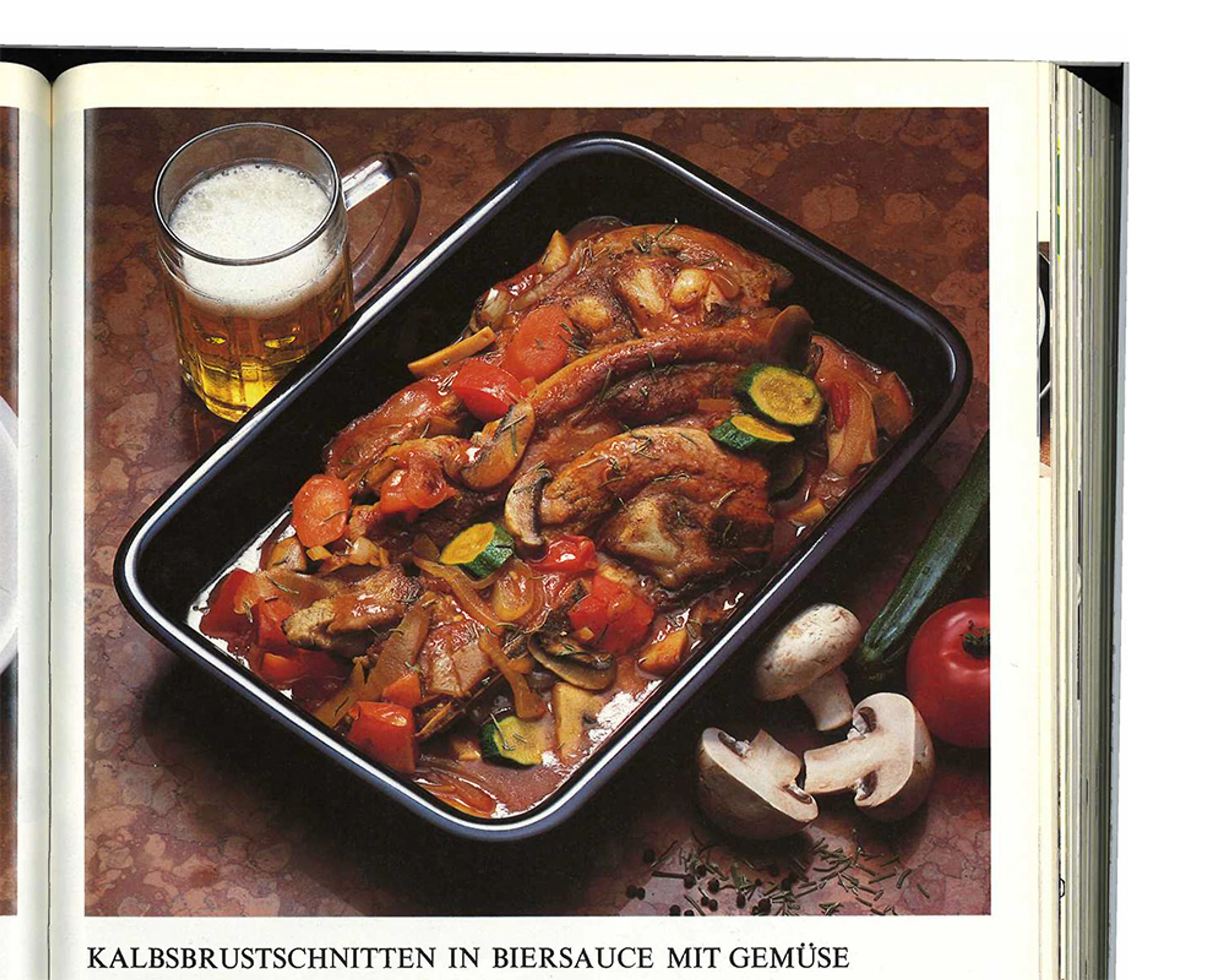 Kalbsbrustschnitten in Biersauce mit Gemüse