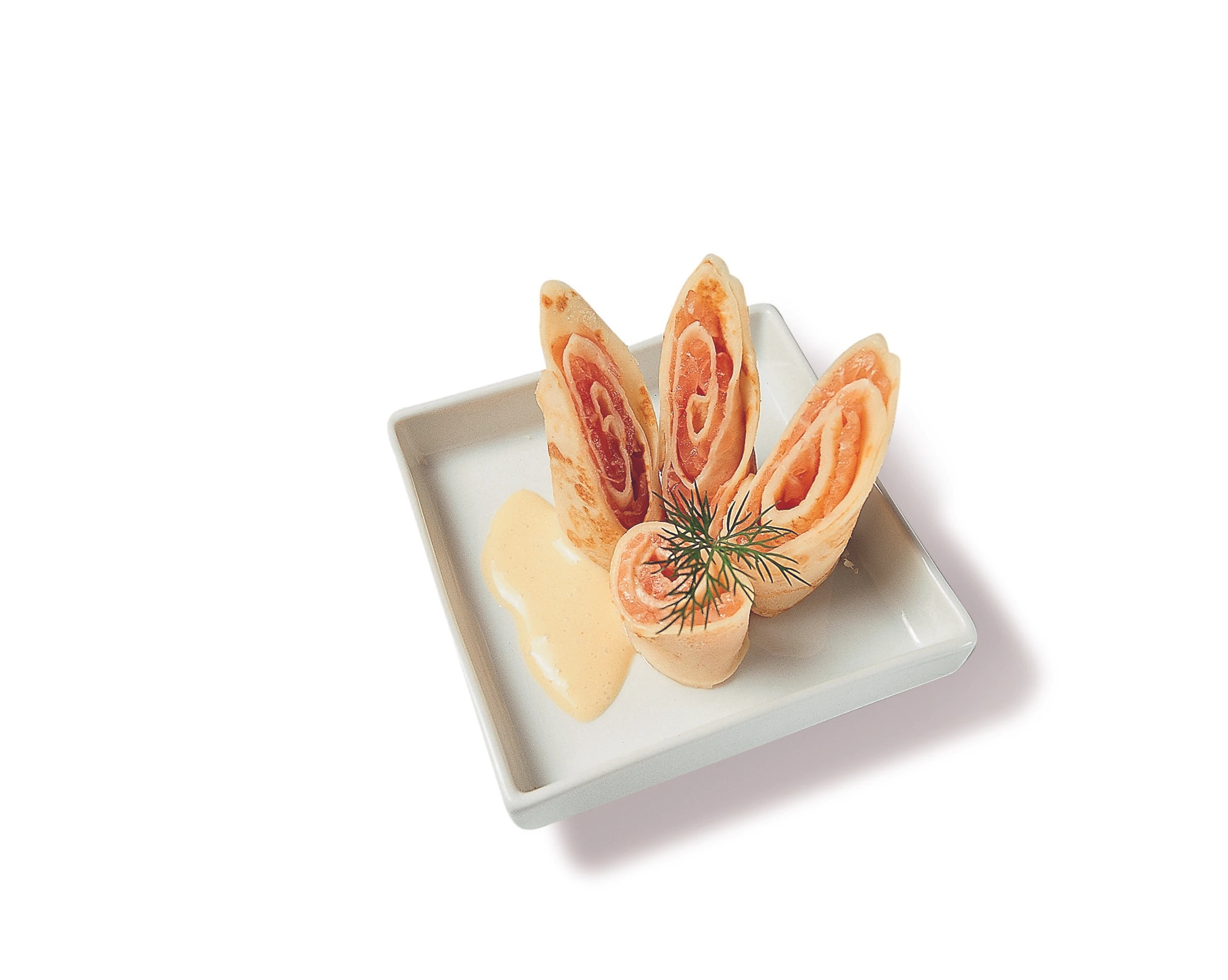 Lachspalatschinke mit Honig-Senfsauce