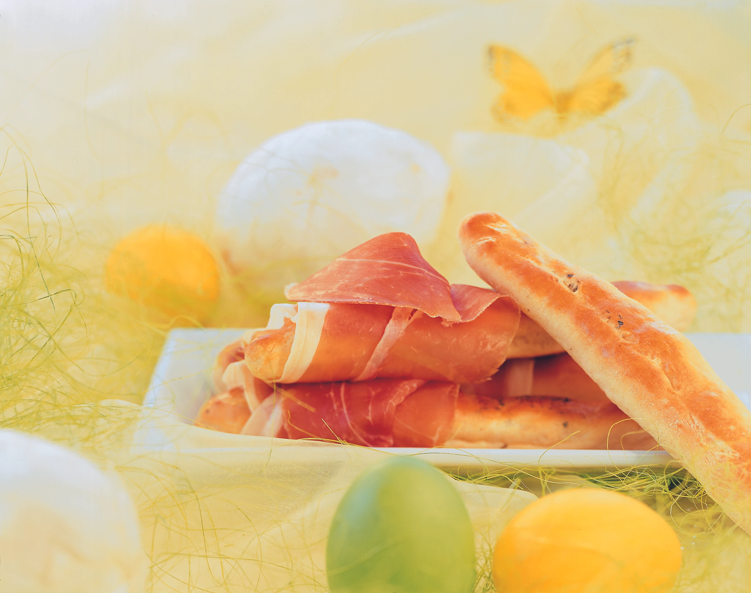 Erdäpfelstangerl mit Rohschinken