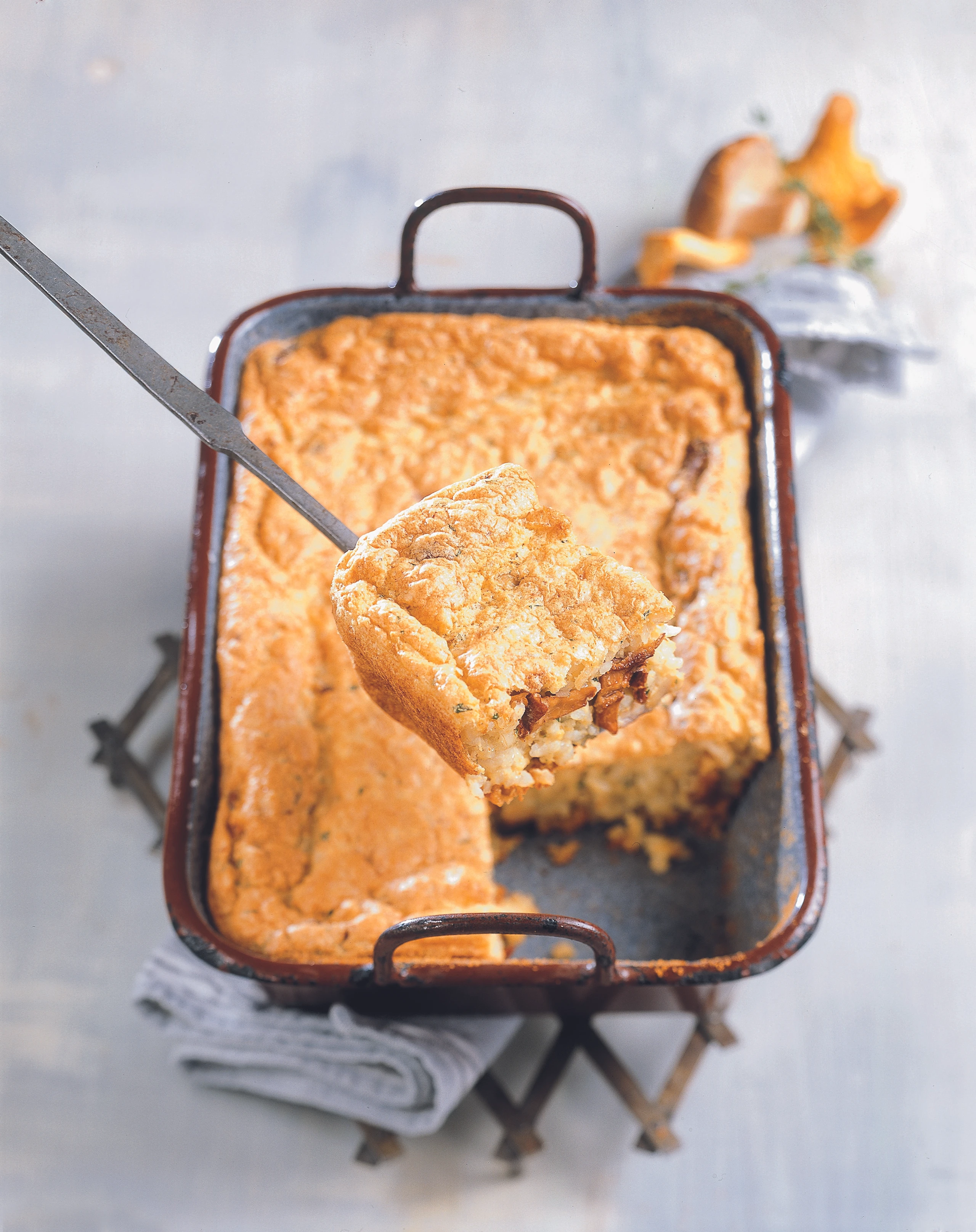 Reisauflauf mit Eierschwammerln