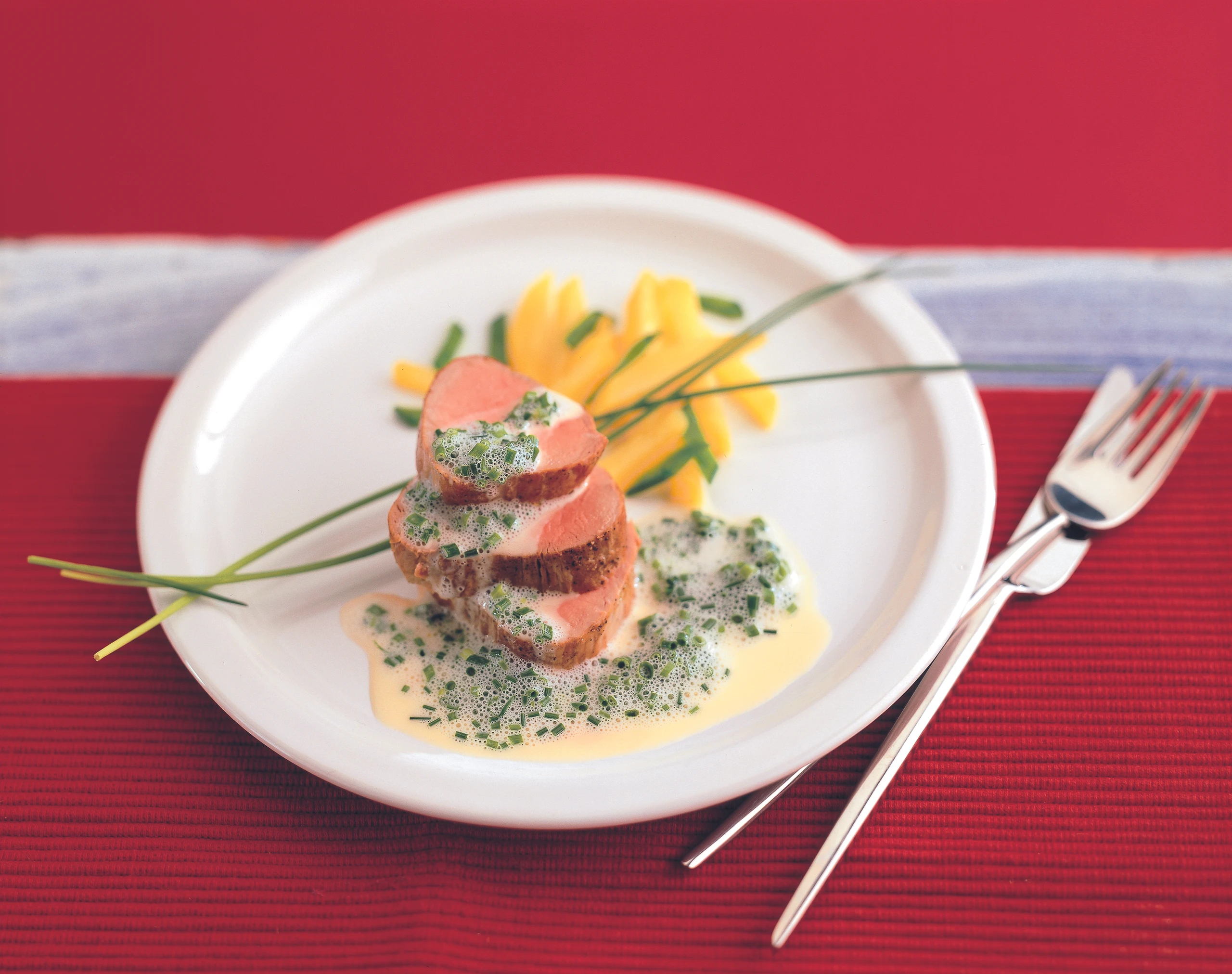 Schweinsfilet mit Schnittlauchfond