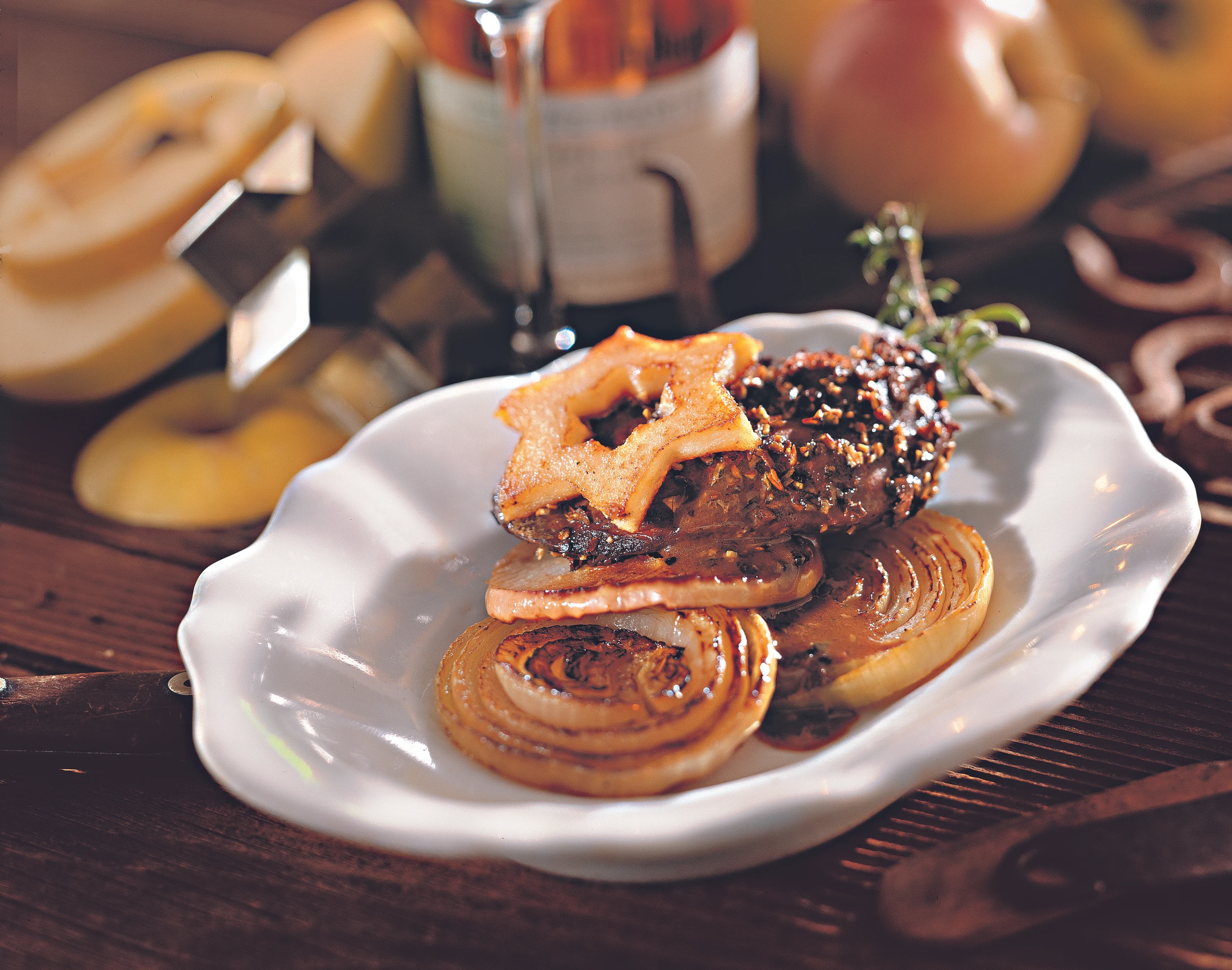 Putenleber mit Äpfeln, Zwiebeln und Gewürztraminer