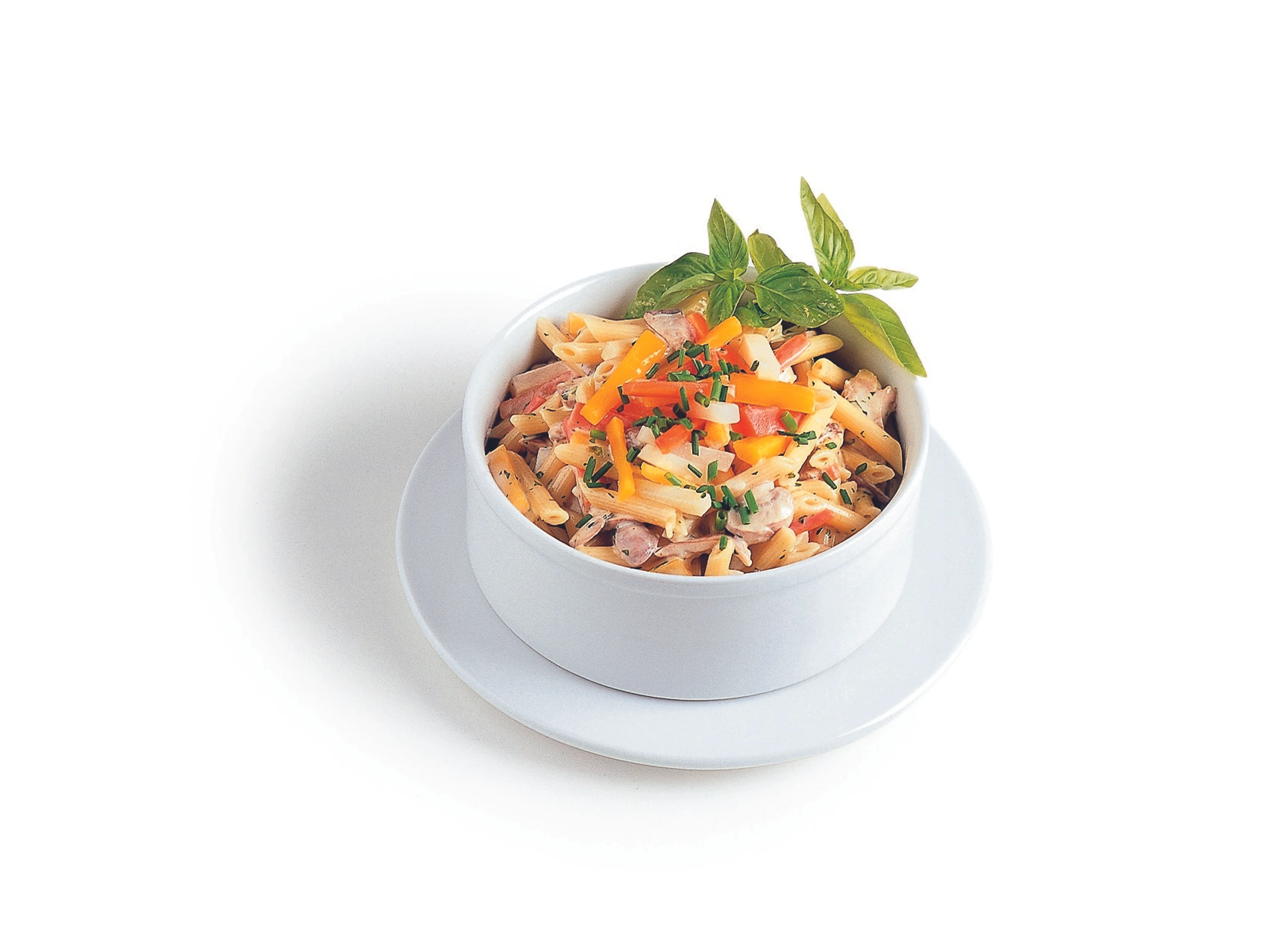 Nudelsalat mit Pilzen und cremigem Kräuterdressing