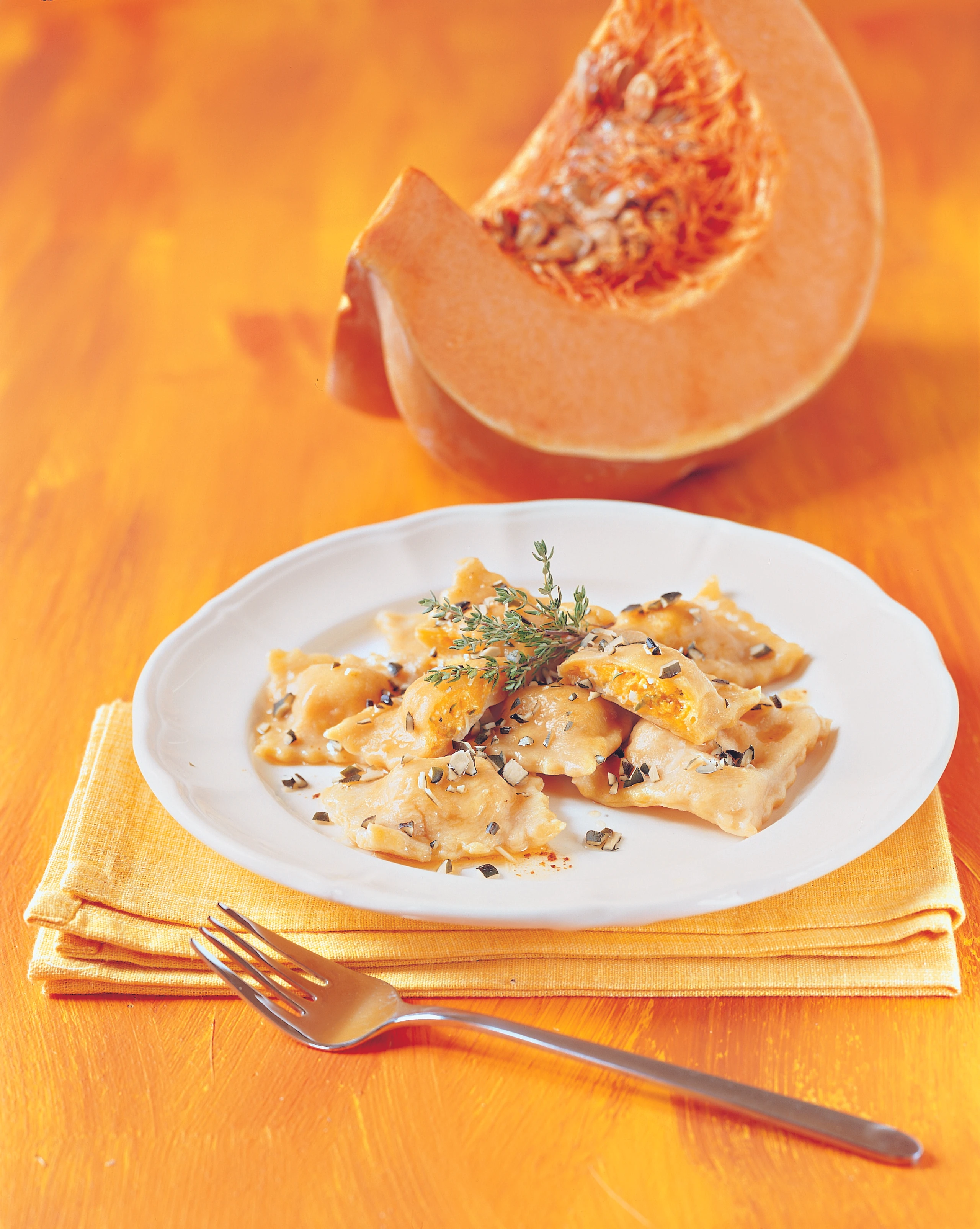 Kürbis-Ravioli mit Feta