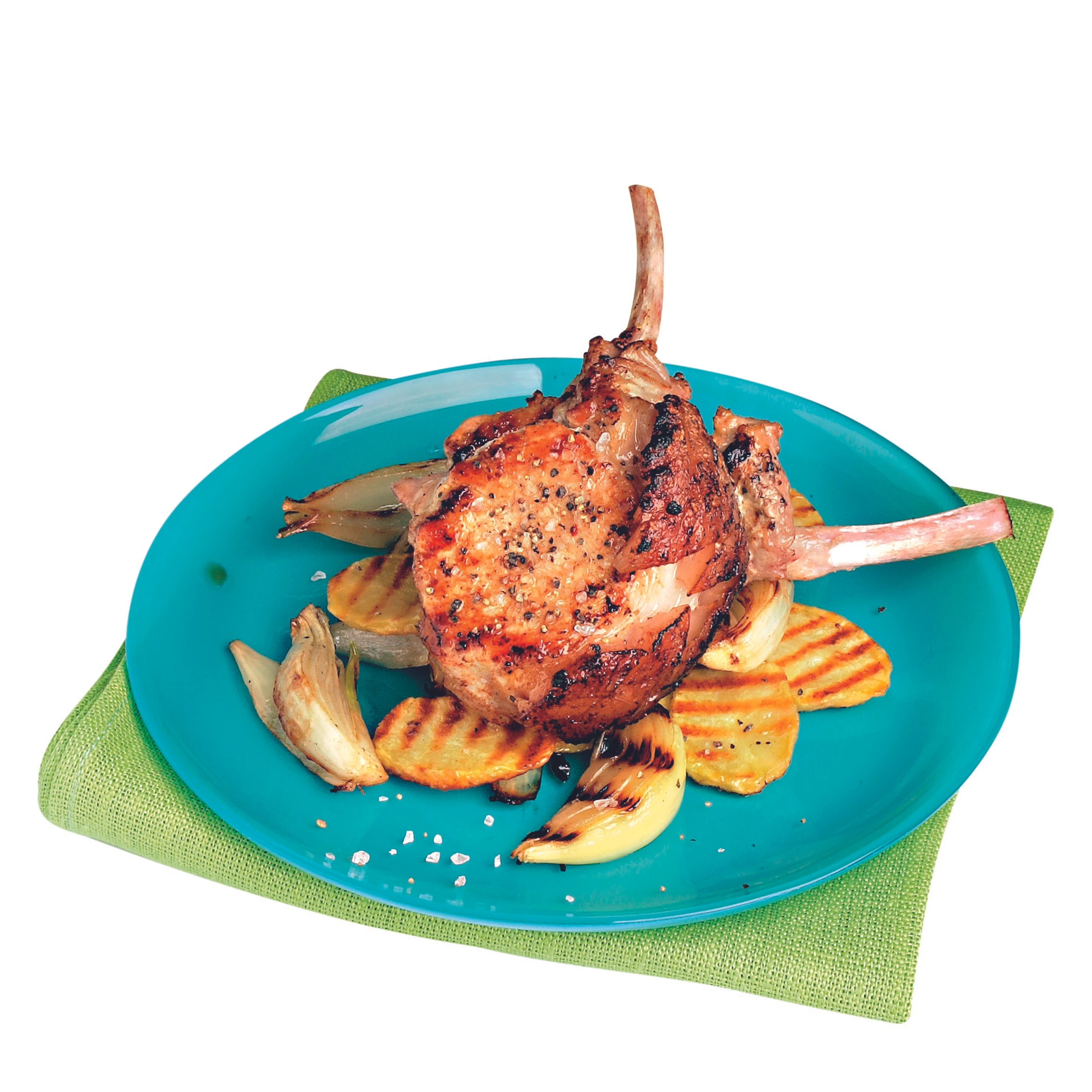 Gegrillte Schweinskoteletts mit Erdäpfeln