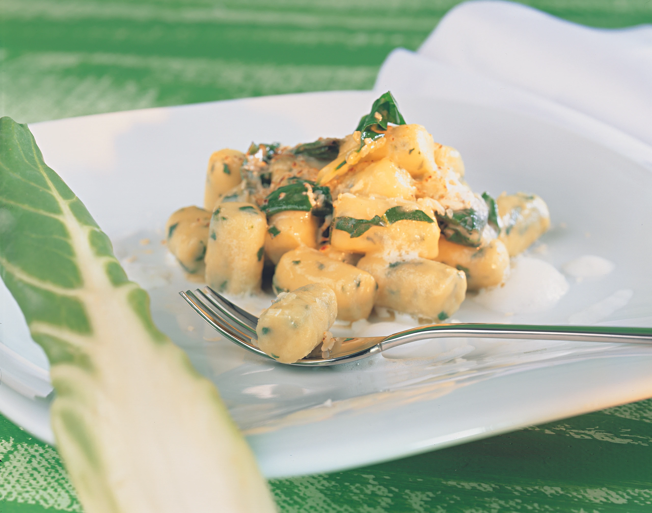 Erdäpfelnockerl mit Mangold