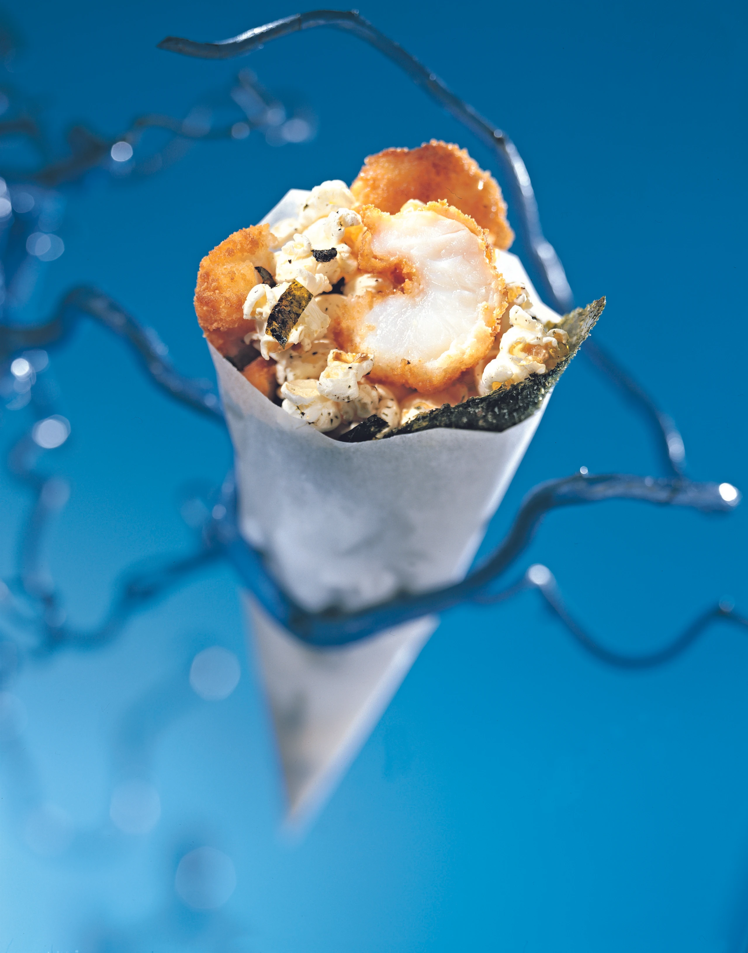 Shrimp und Pop: Gebackene Garnelen mit Nori-Popcorn