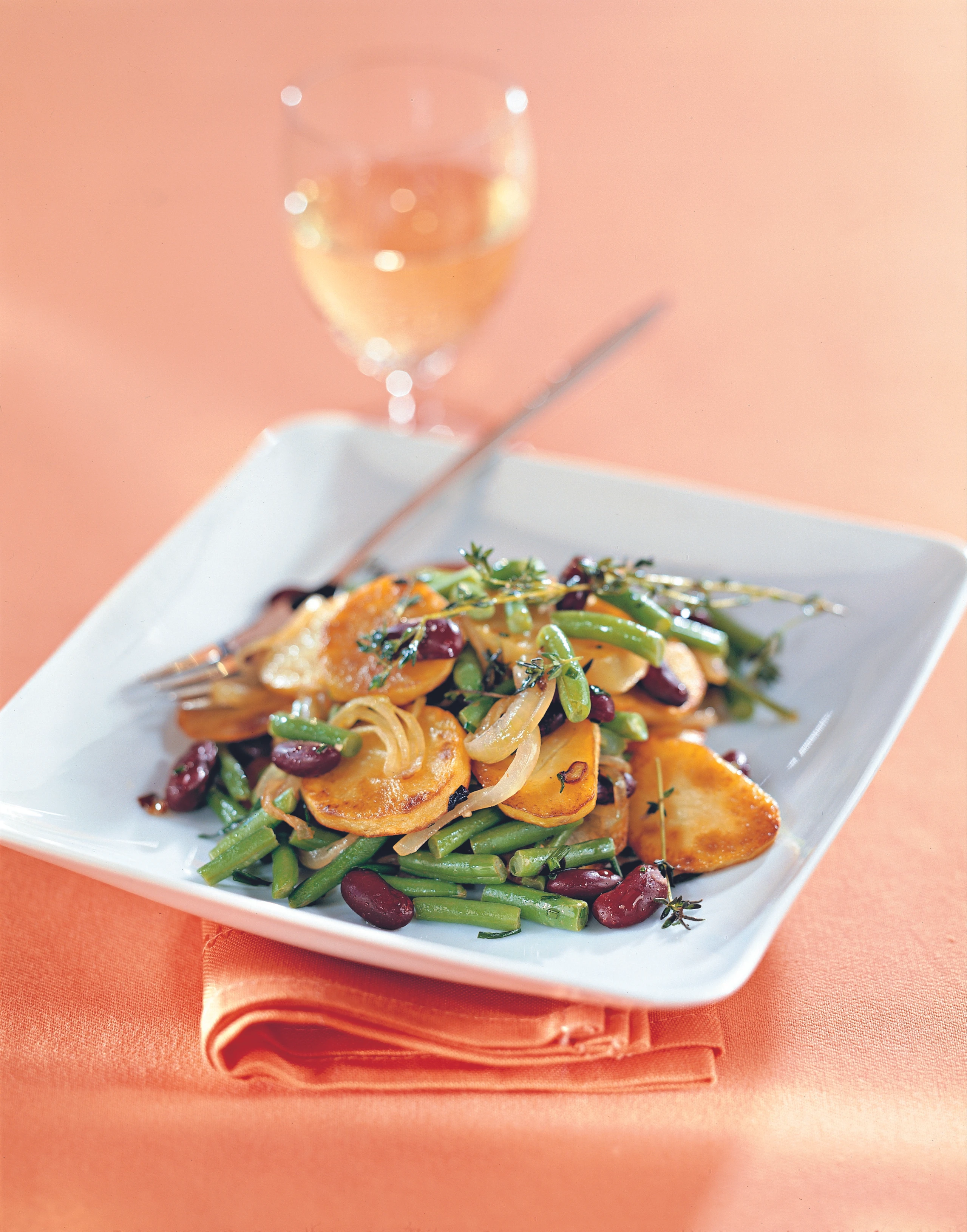 Erdäpfel-Bohnenpfanne mit Thymian