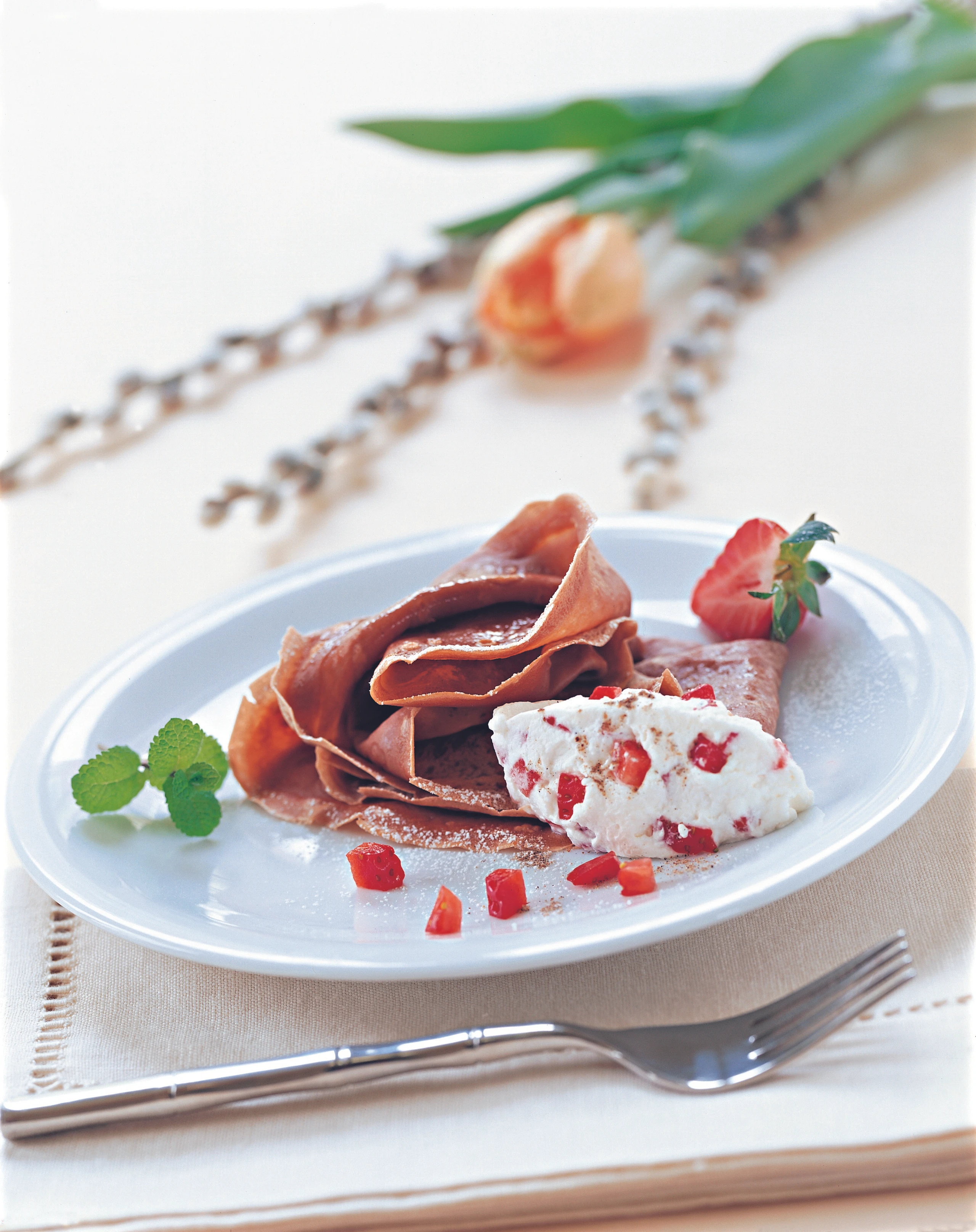 Schokocrêpes mit Erdbeerobers