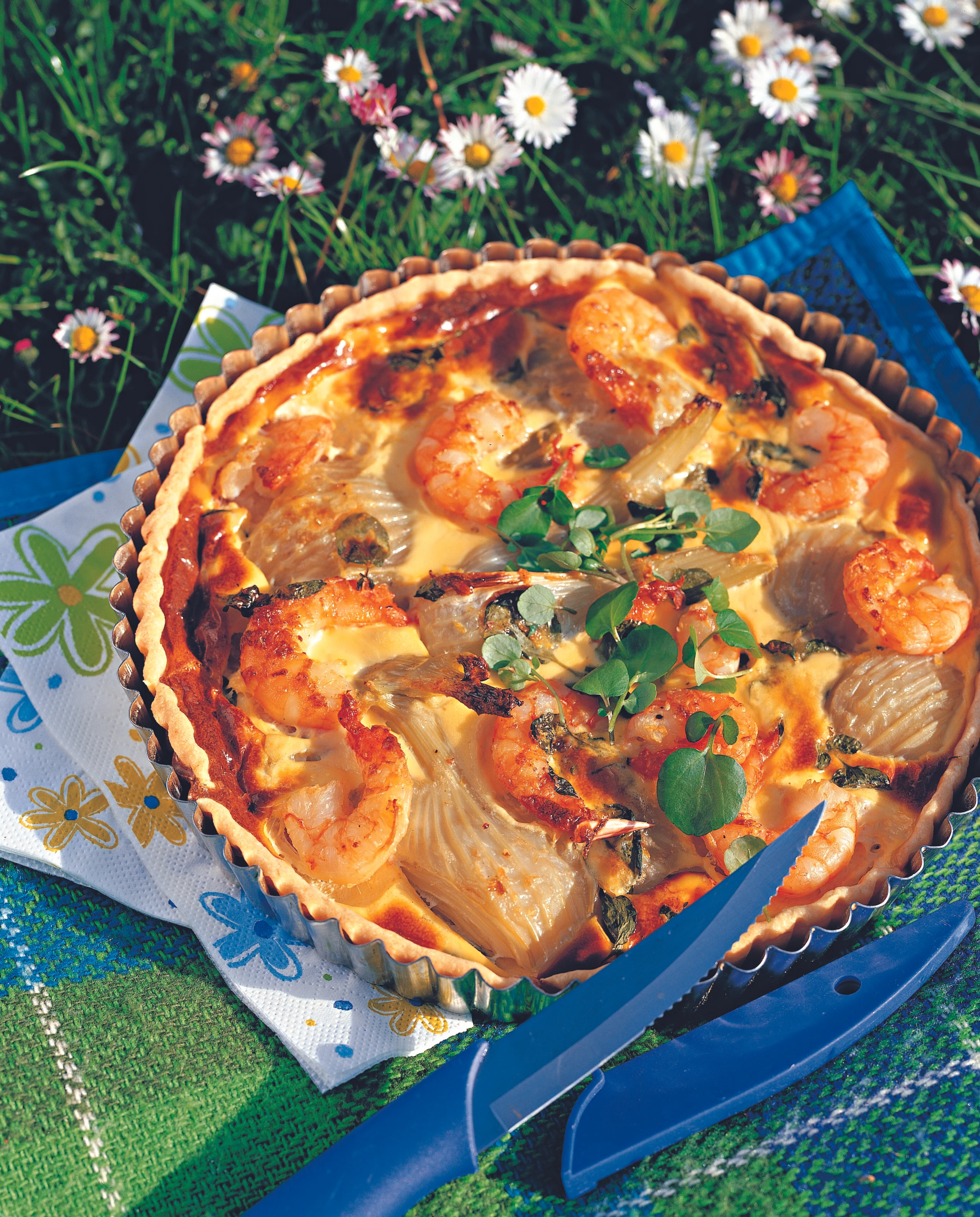 Quiche mit Fenchel und Garnelen