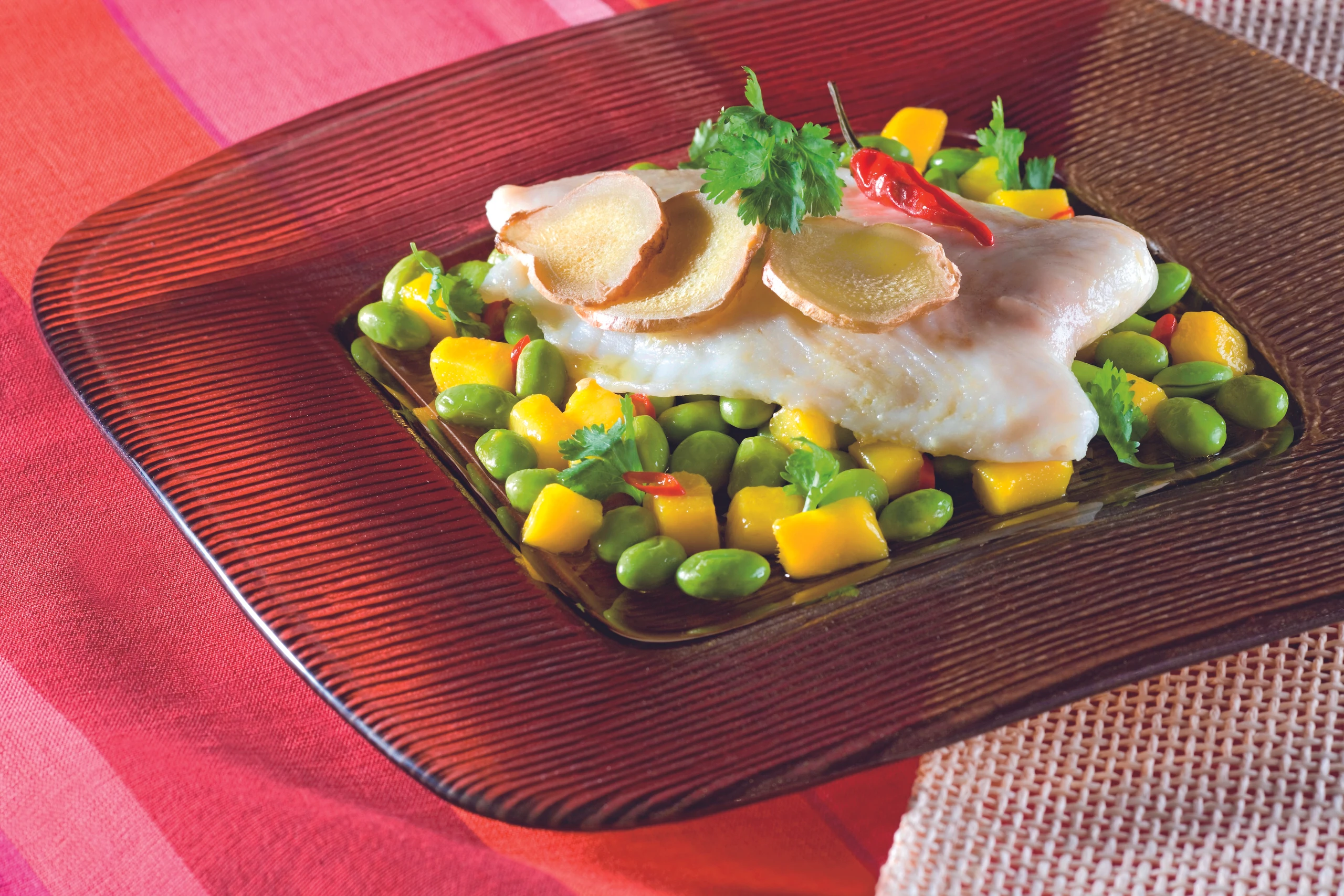 Gedämpftes Tilapiafilet mit Ingwer