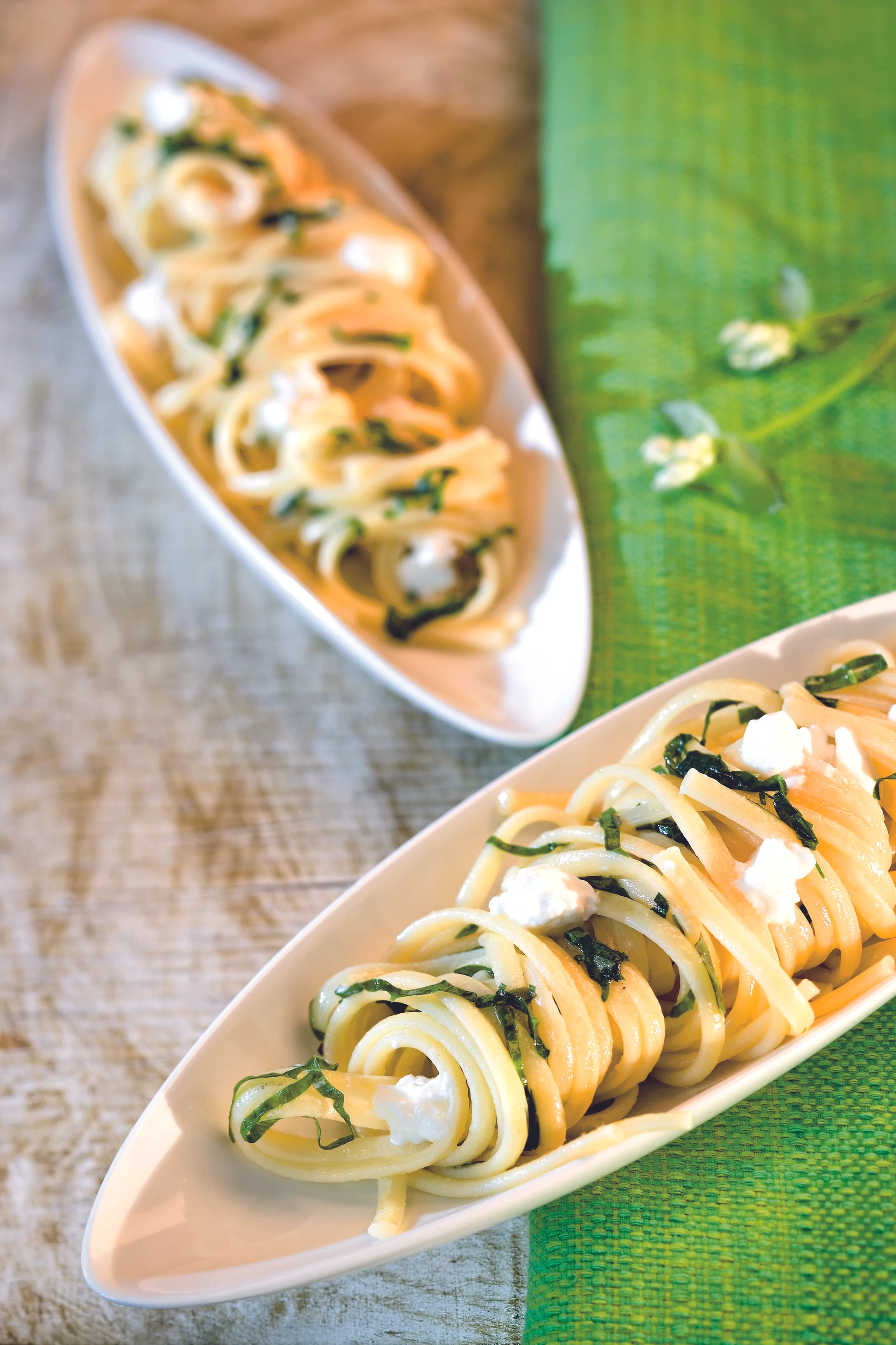 Bärlauch-Linguine mit Schaffrischkäse