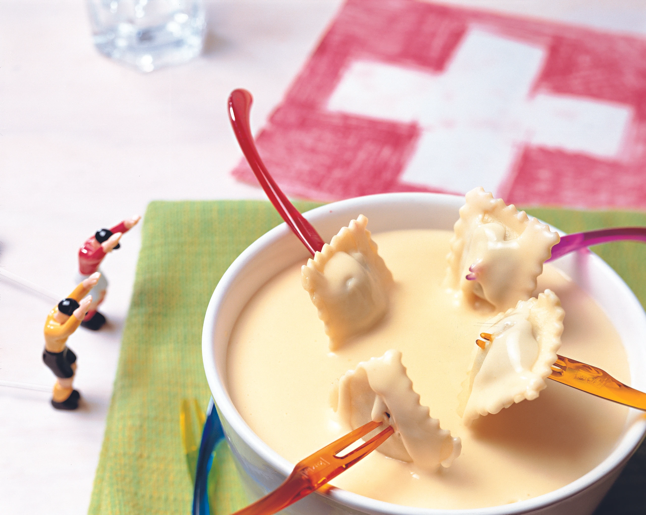 Käsefondue mit Ravioli