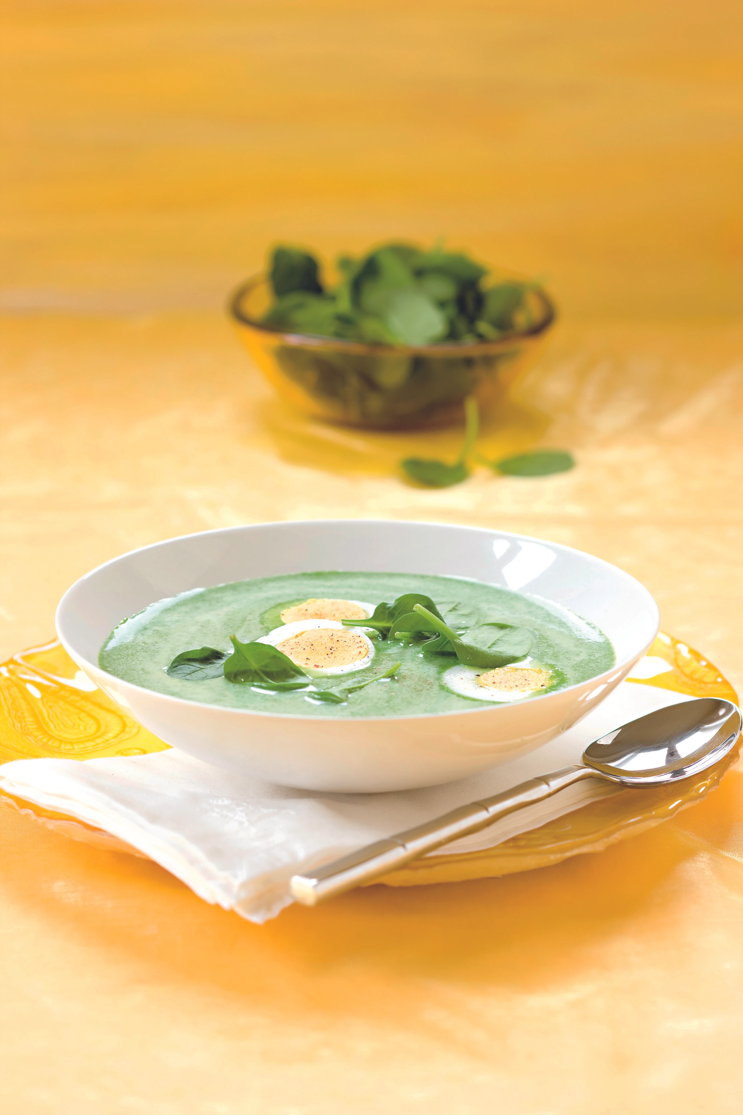 Spinat-Suppe mit Ei