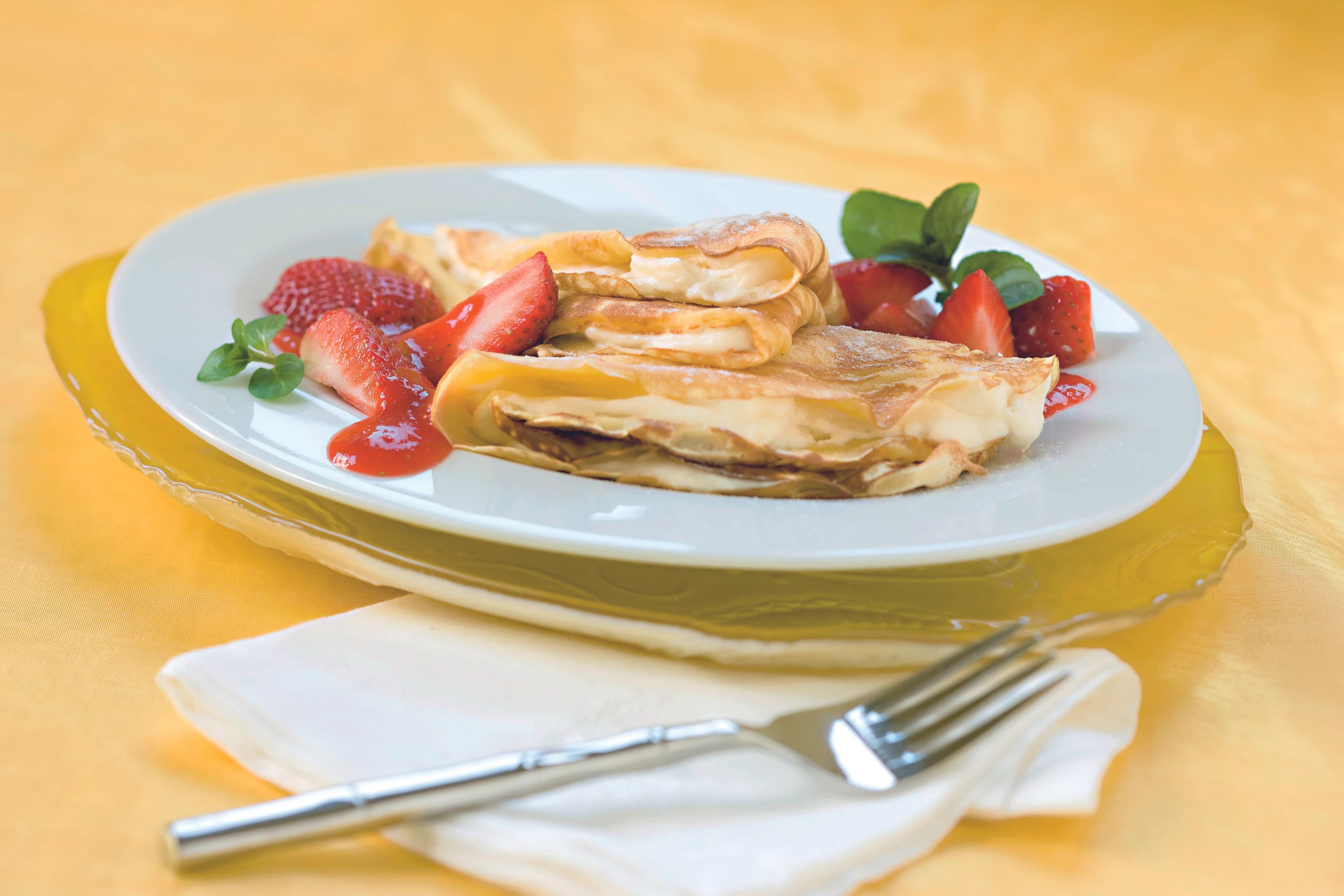 Crêpes mit Topfenfülle