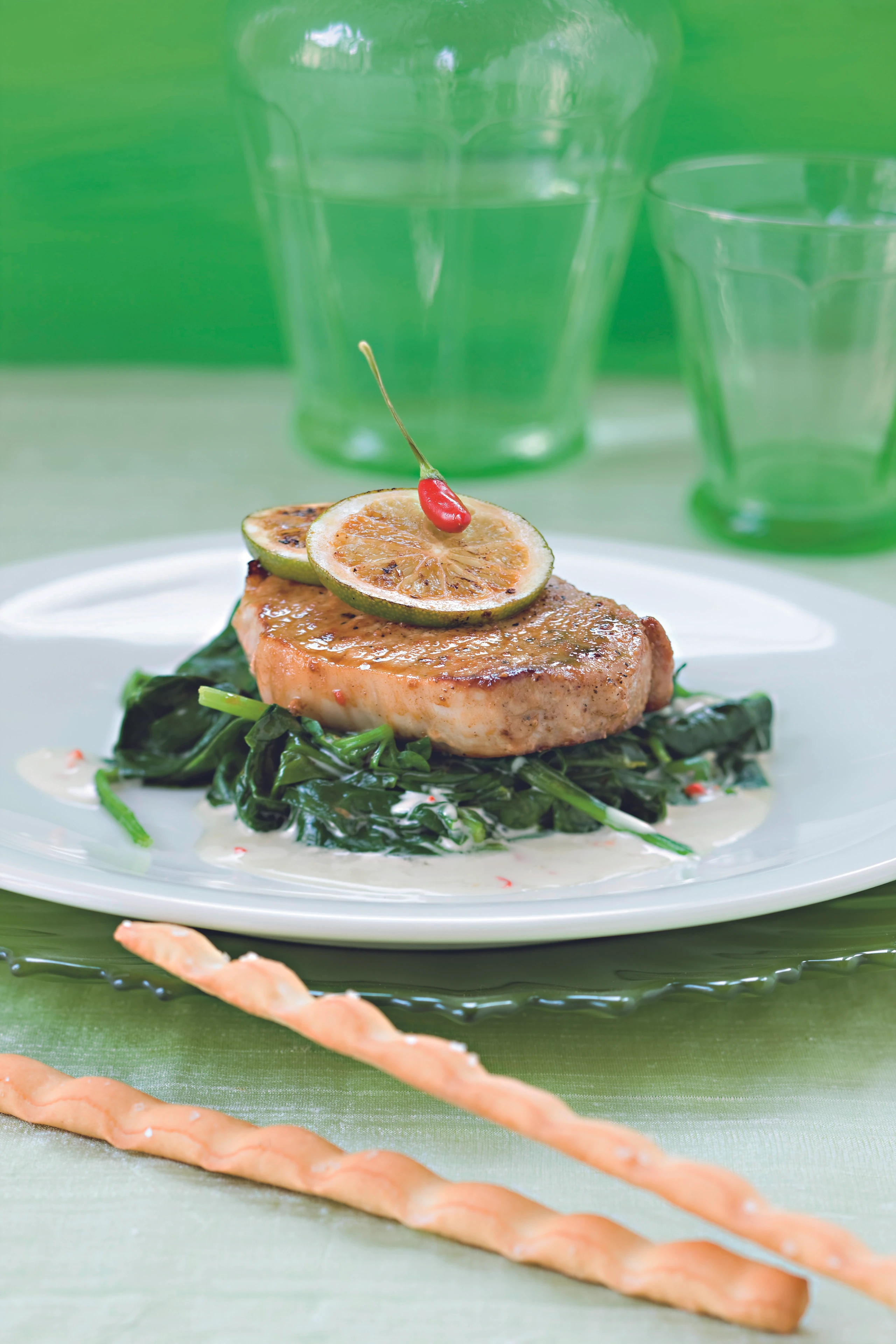 Steaks auf Kokos-Spinat