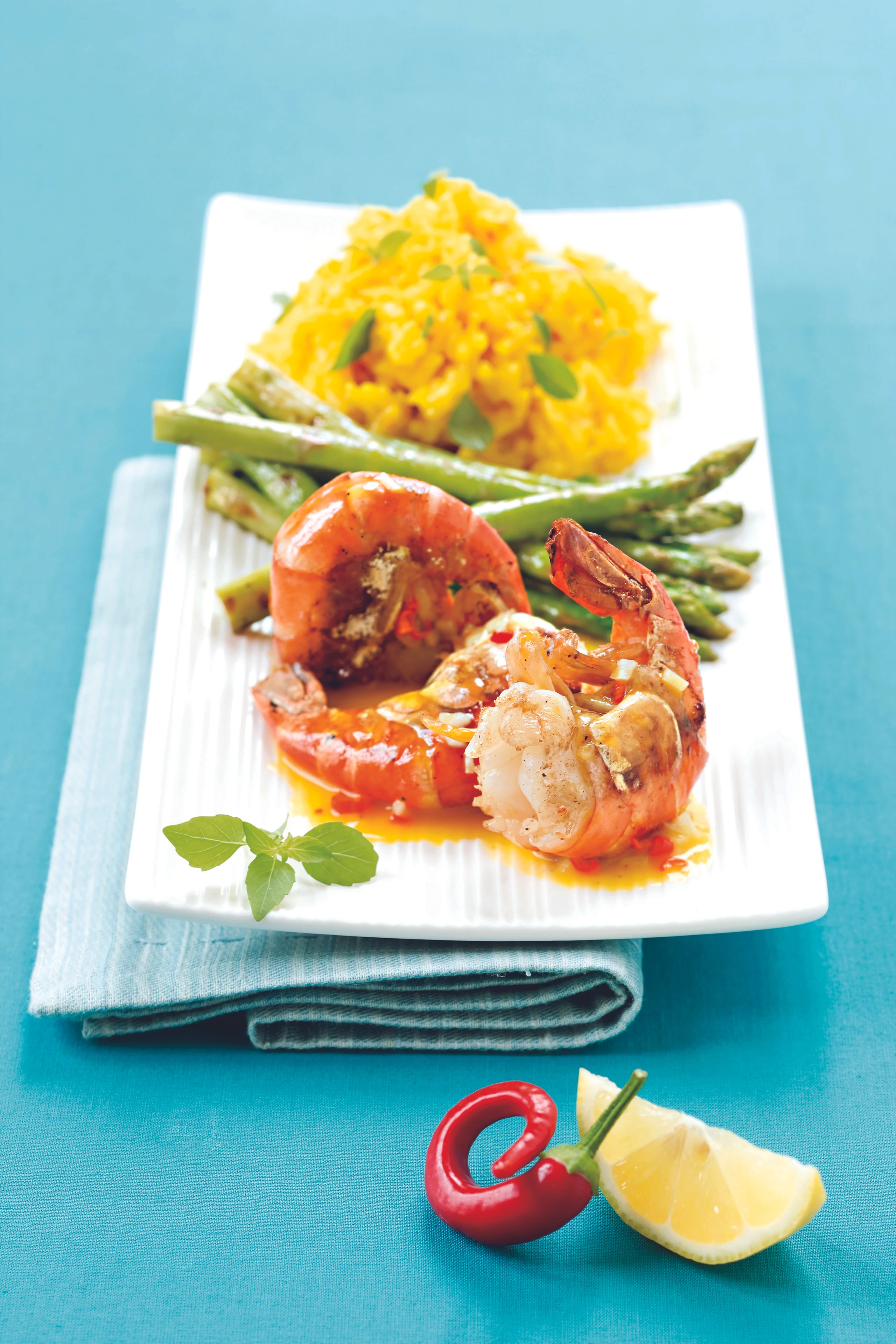 Safran-Zitronenrisotto mit Garnelen