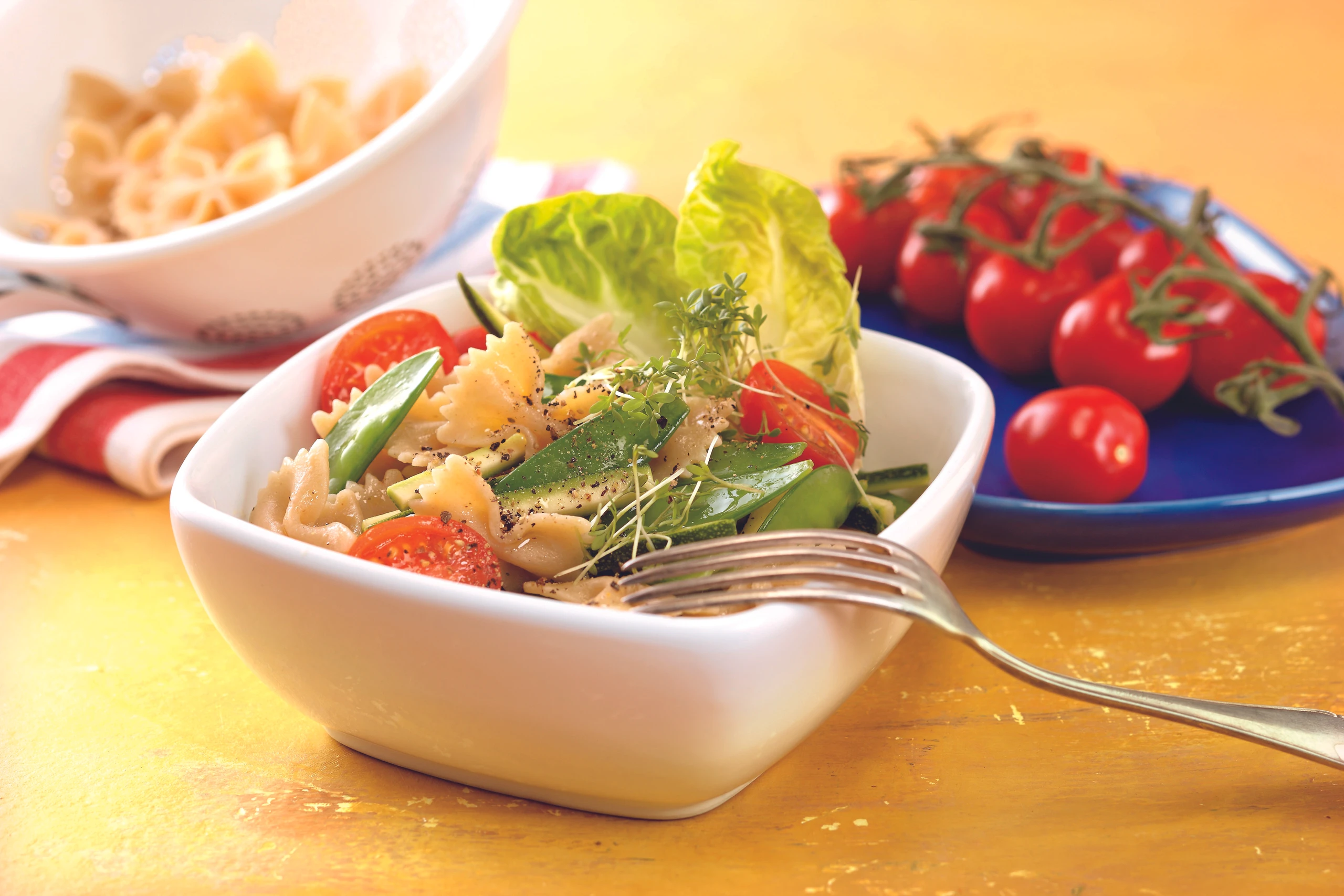 Bunter Pastasalat mit Kresse