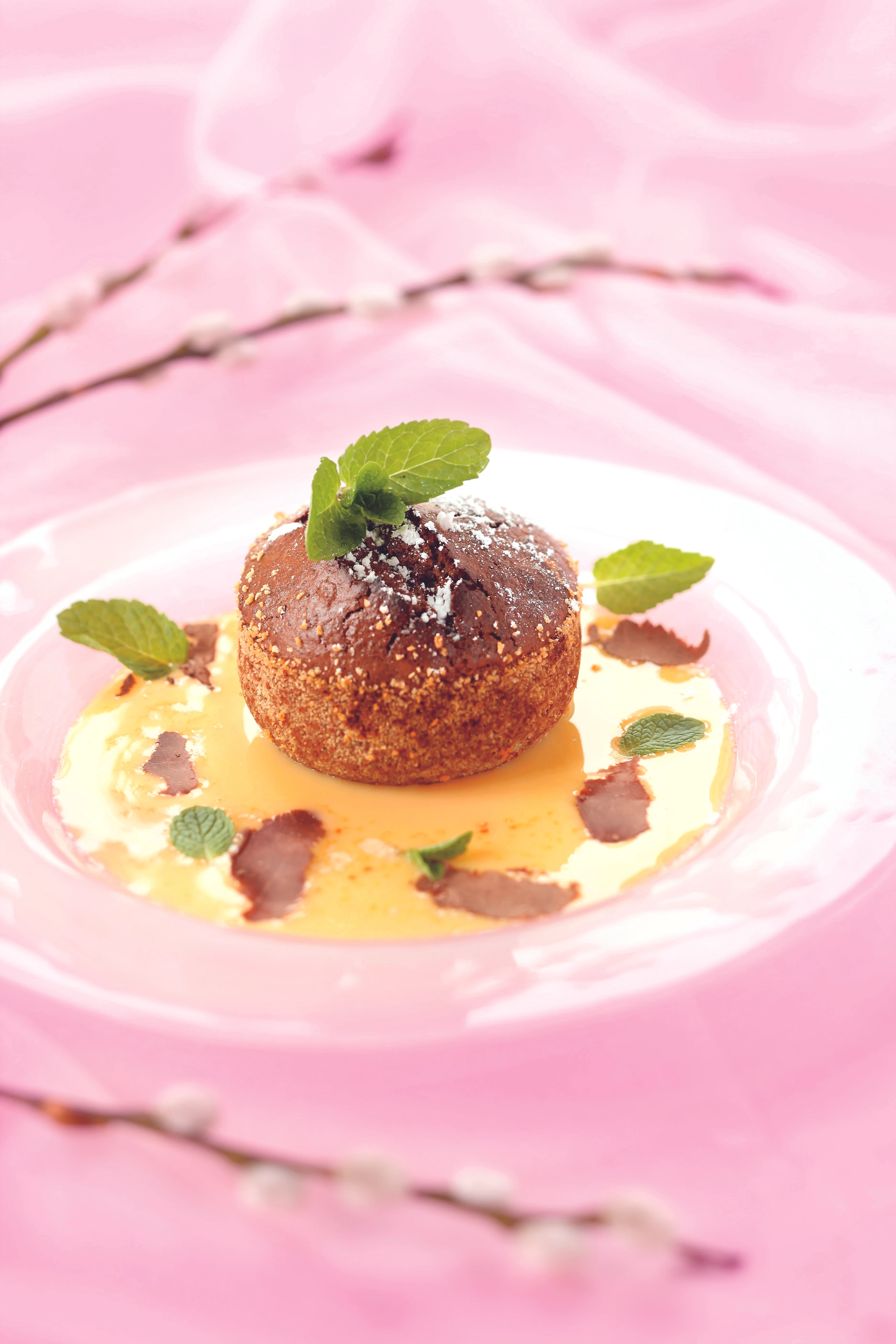 Schoko-Grießauflauf mit Eierlikörsauce