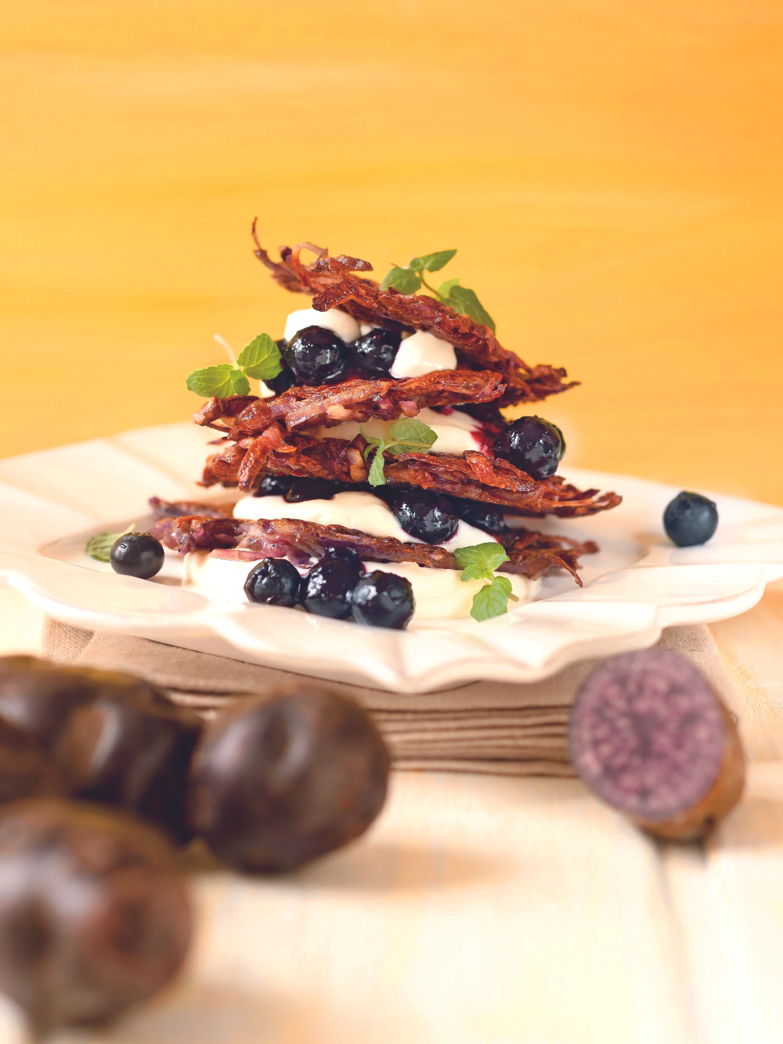 Süße Puffer mit Heidelbeeren