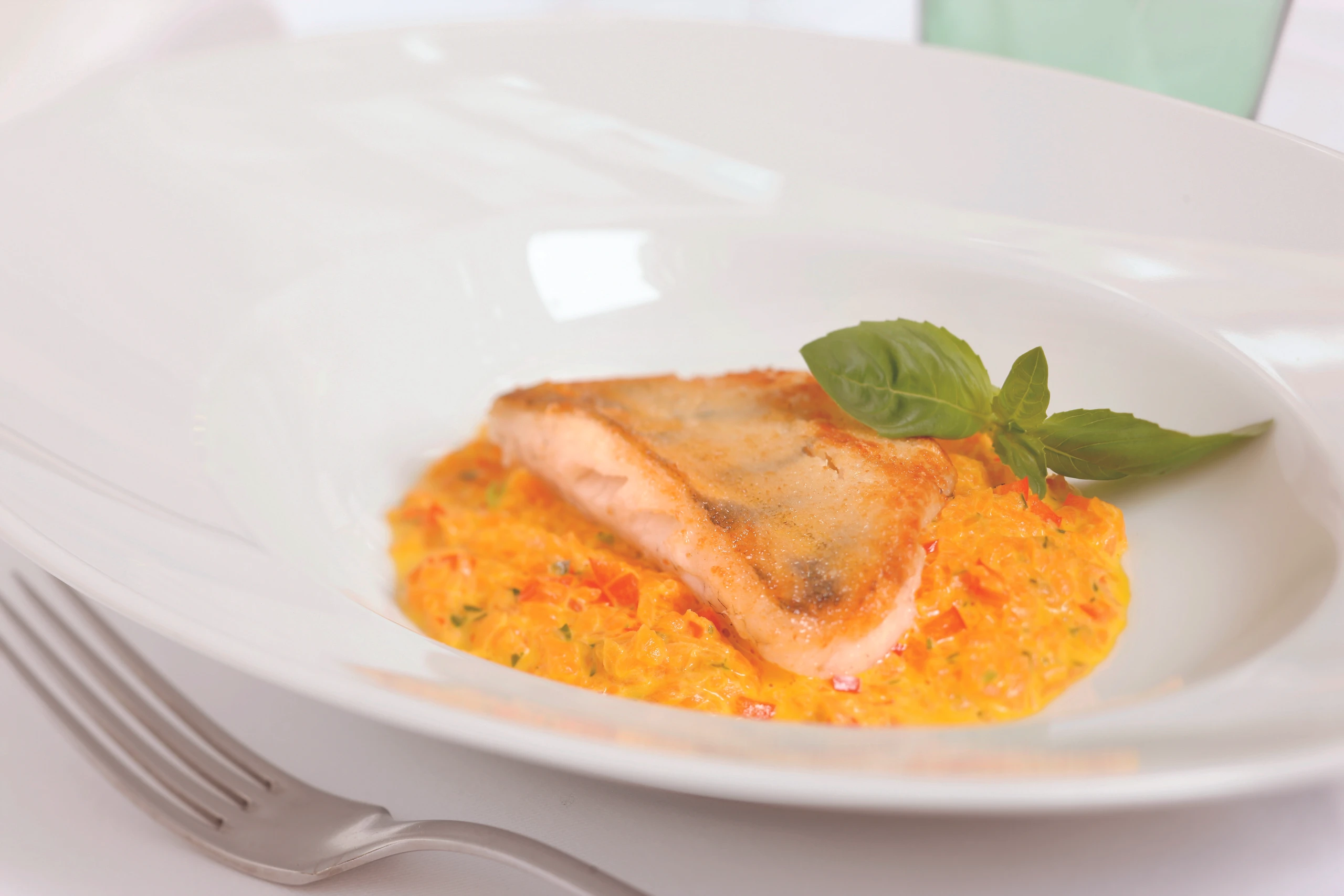 Knuspriger Zander auf Kürbiskraut