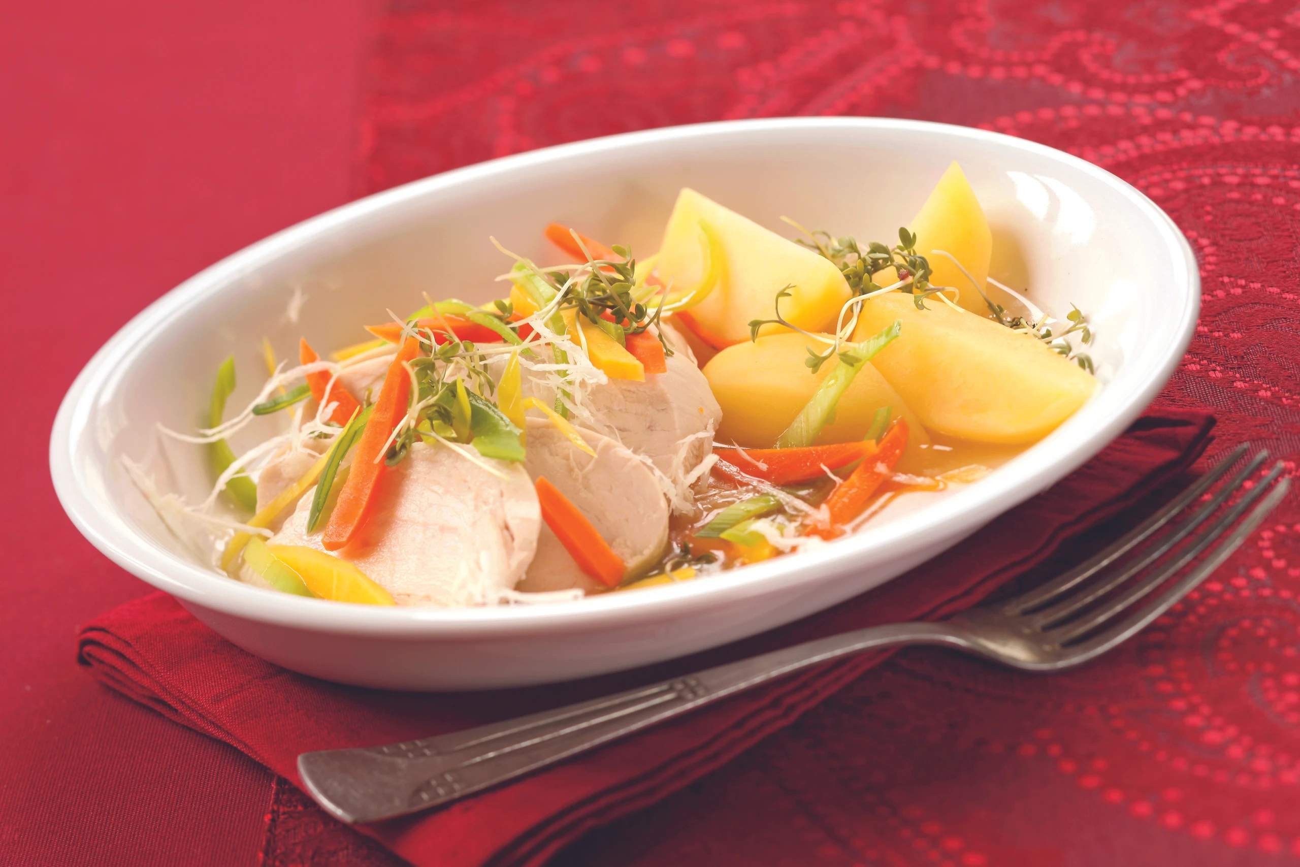 Hühnerfilet mit Gemüsefond