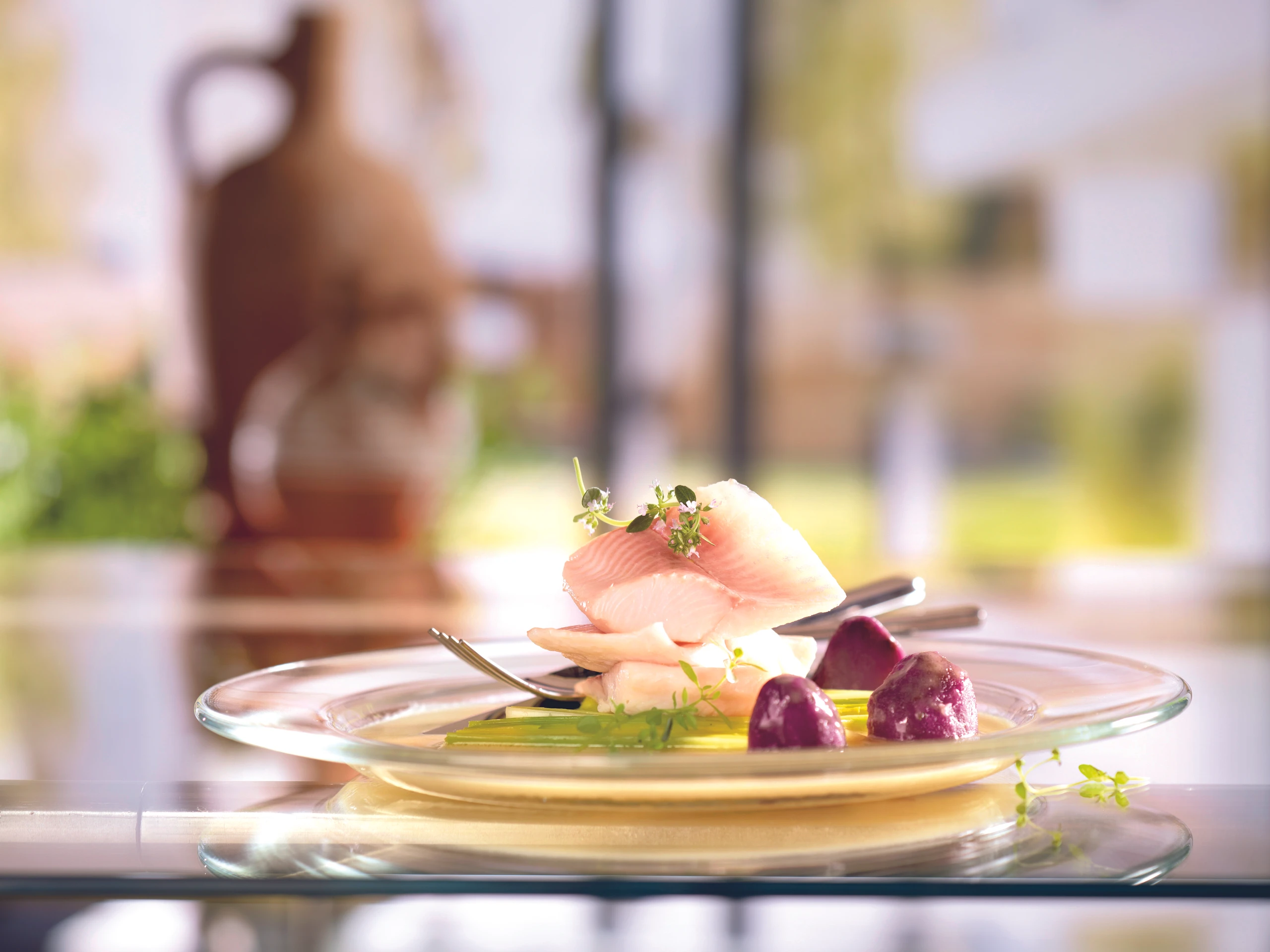 Forellenfilet im Mostfond mit Lauch und Erdäpfeln