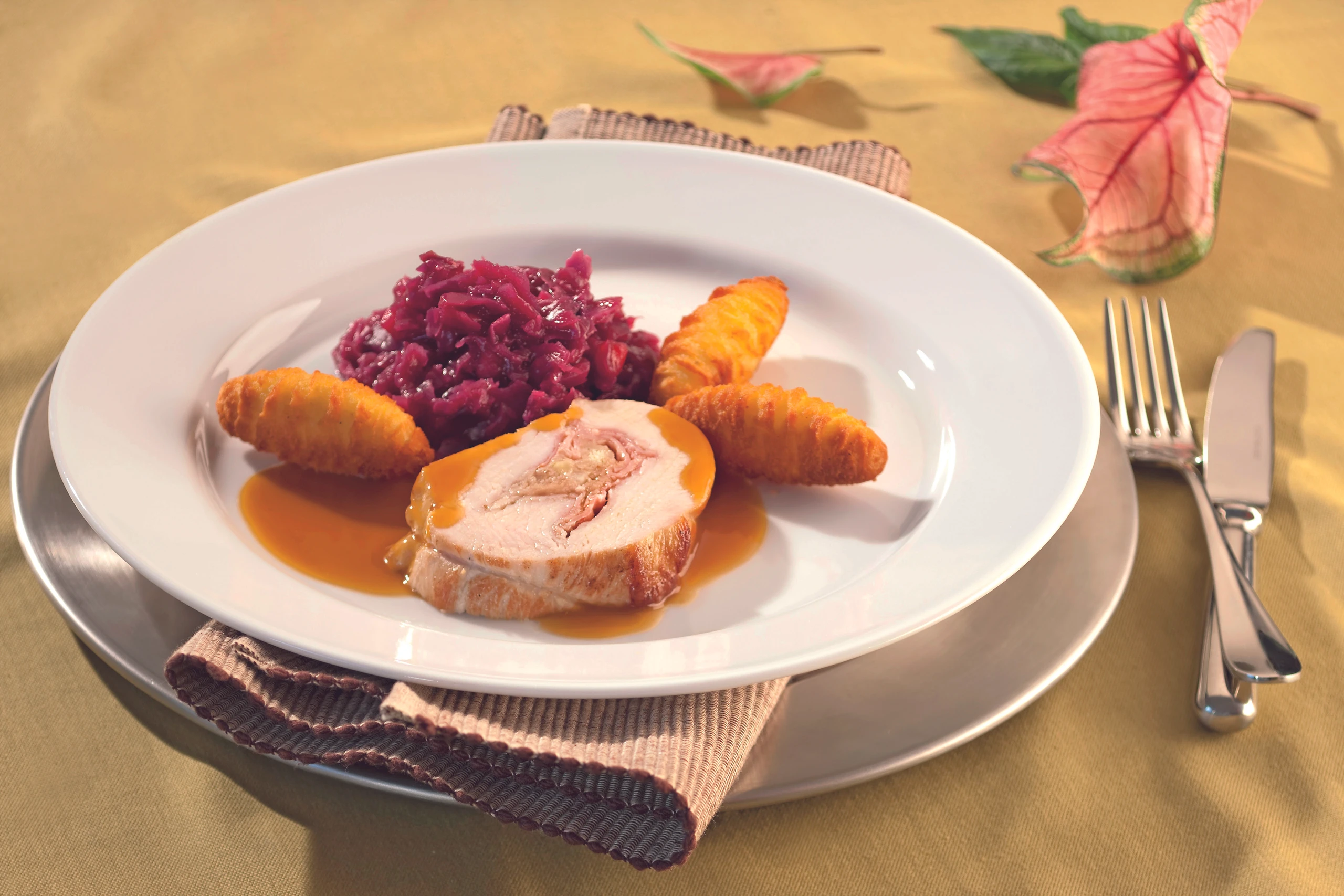 Putenbrust mit Maroni-Brotfülle