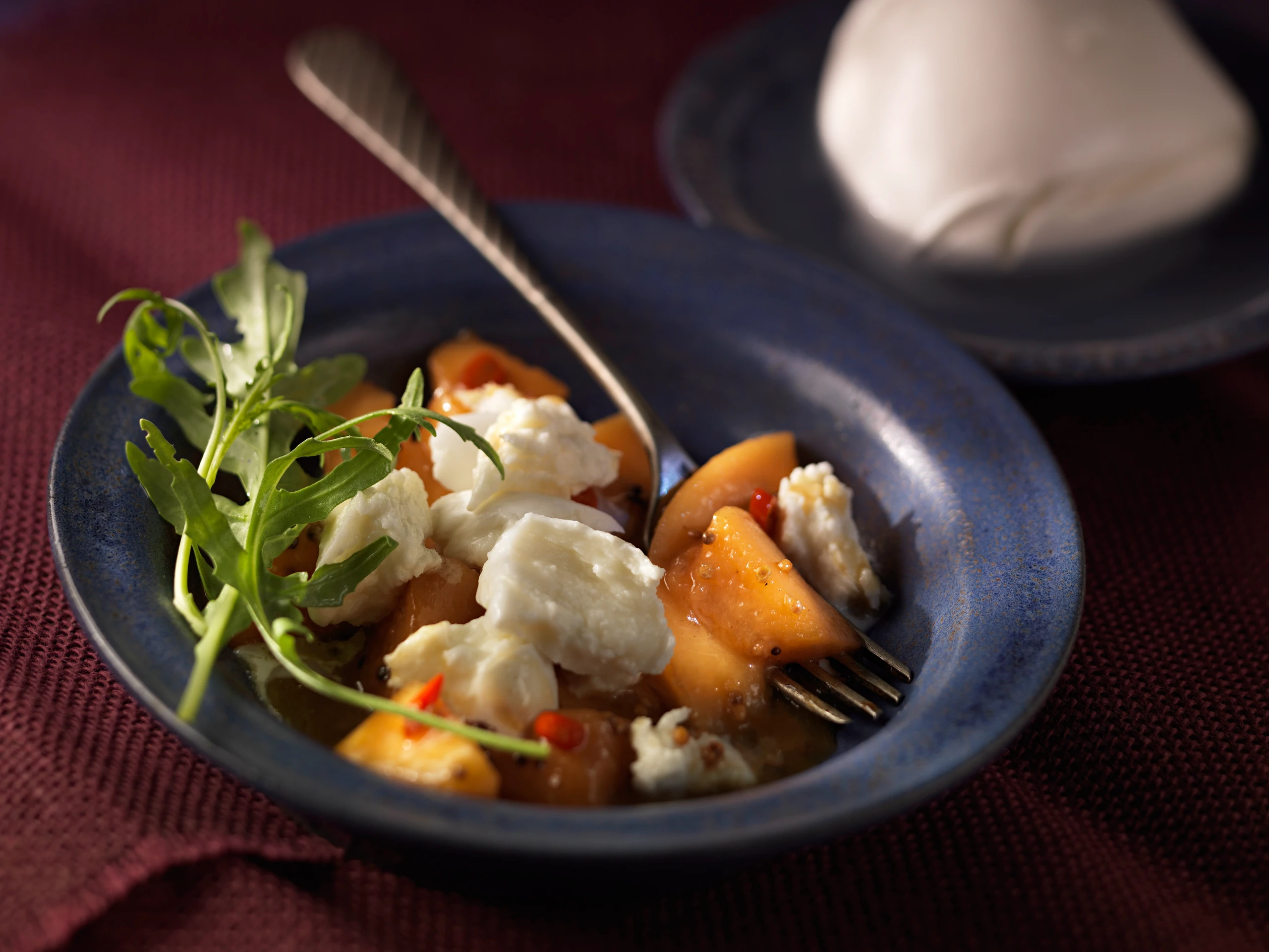 Senfmelone mit Büffelmozzarella