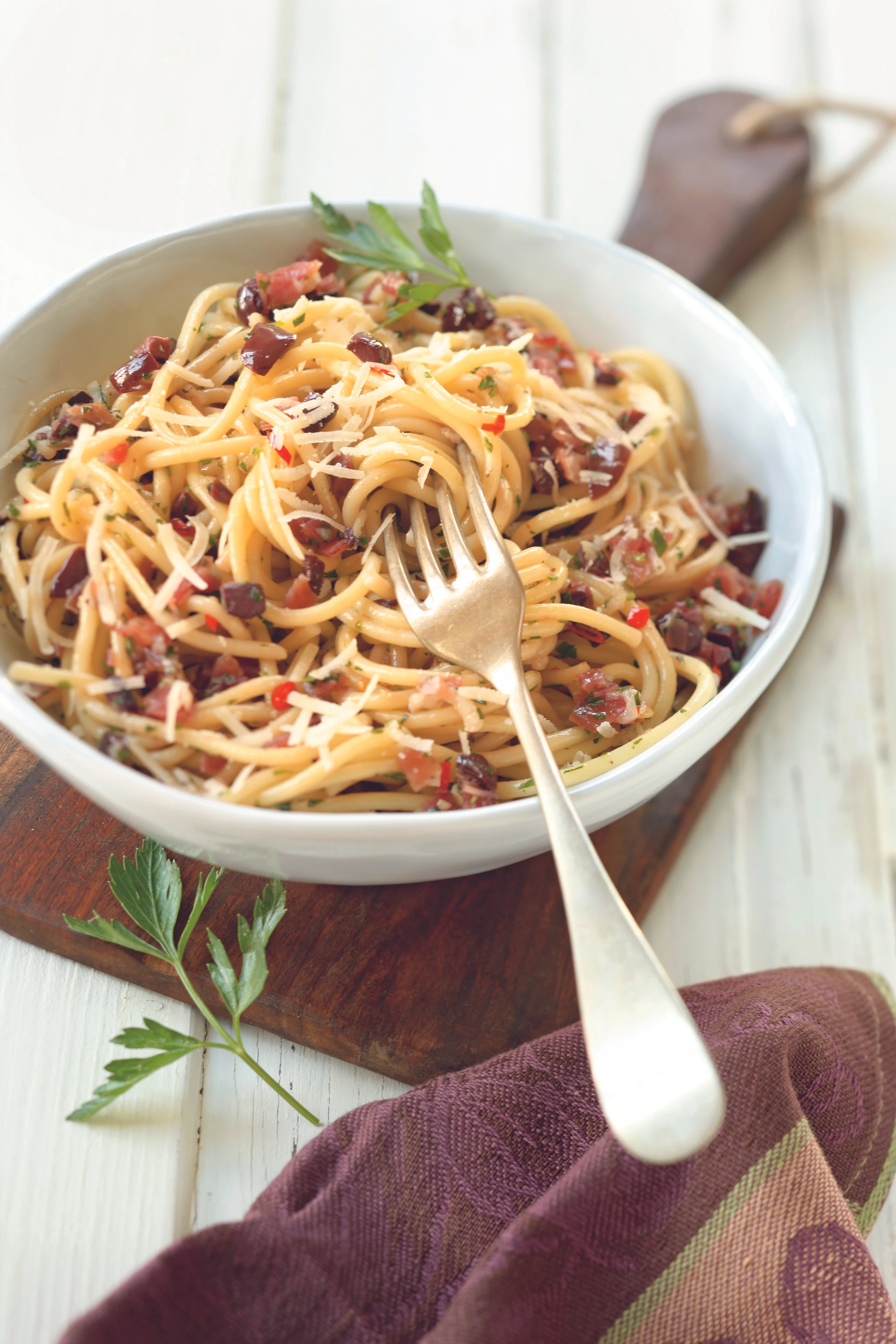 Pasta mit Schinken & Oliven