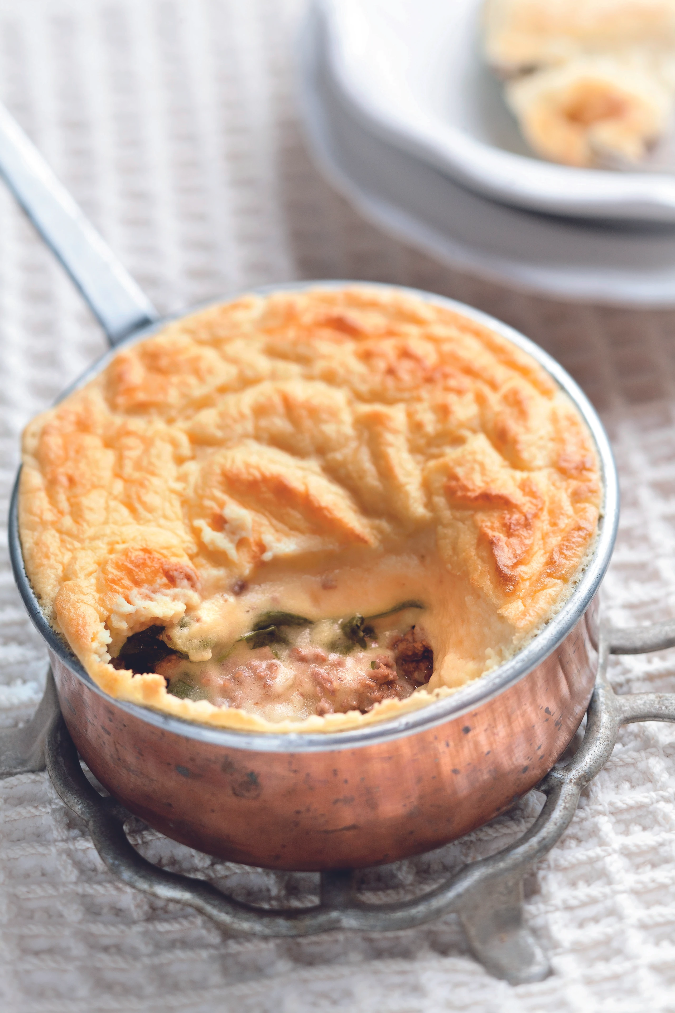 Erdäpfelauflauf mit Faschiertem, Spinat und Bergkäse