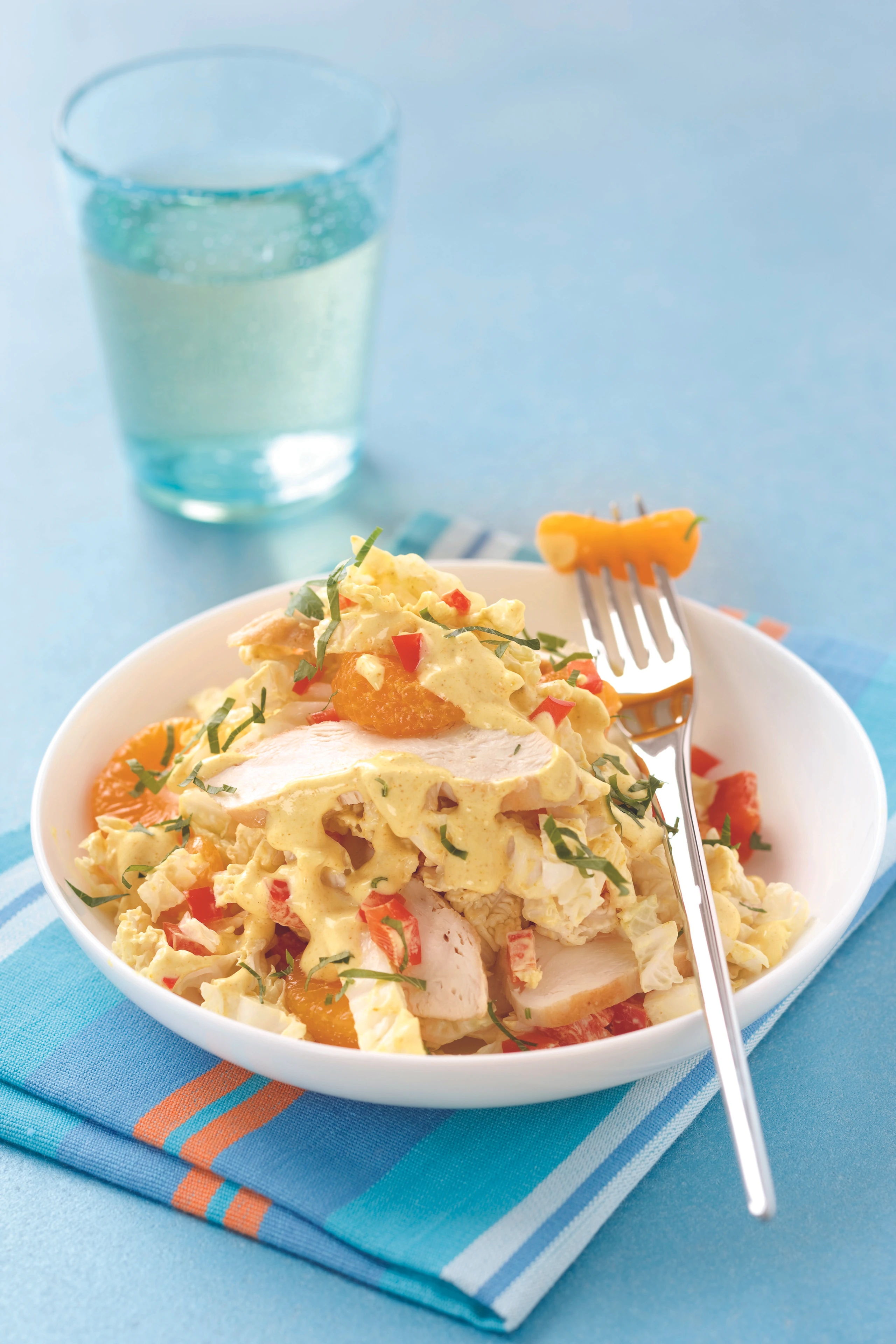 Hühnersalat mit Curry und Mandarinen
