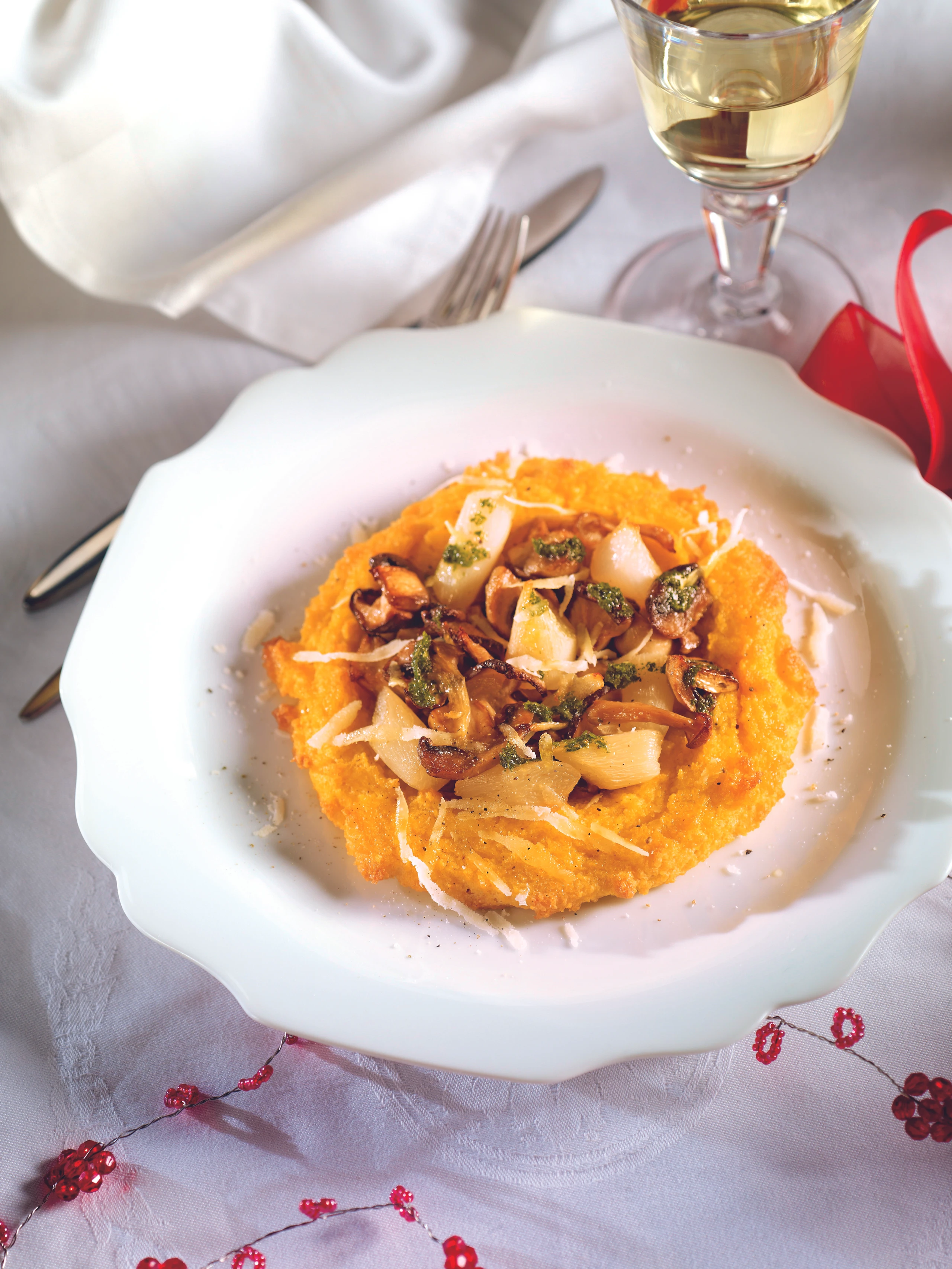 Polentapizzette mit Schwarzwurzeln und Pilzen