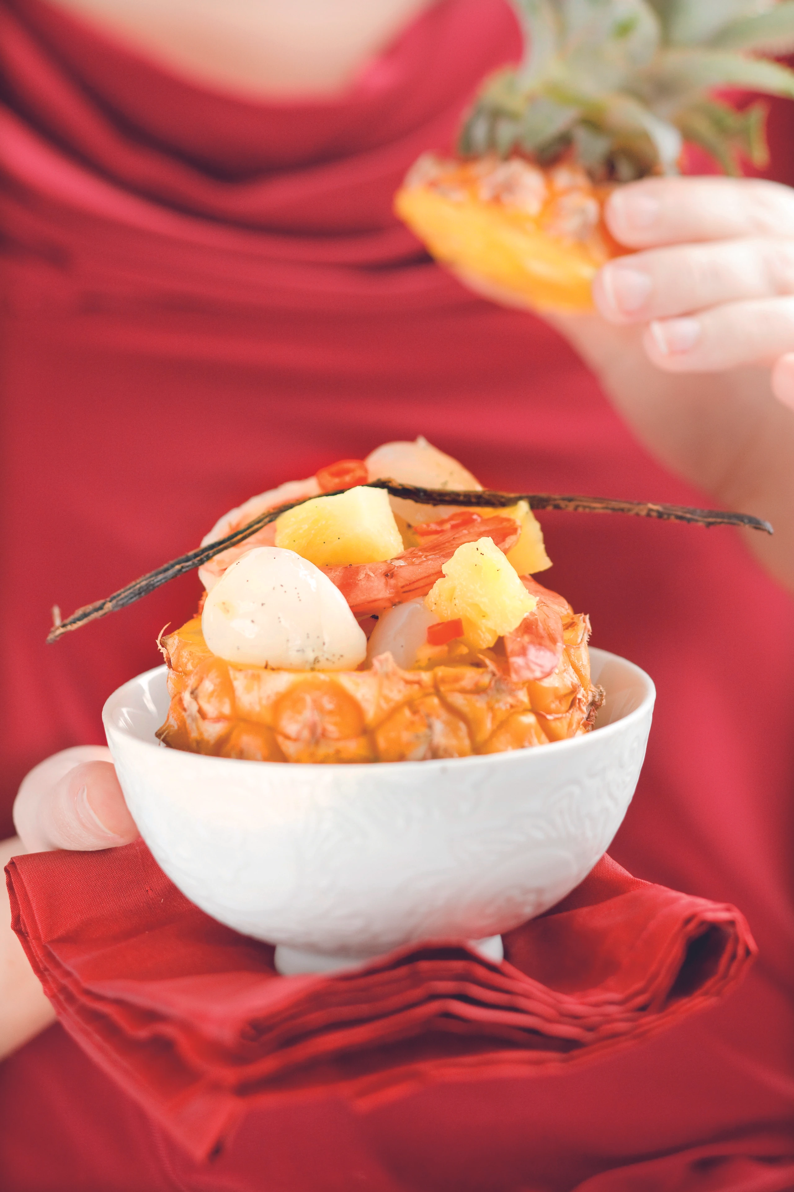 Scharfe Vanille-Garnelen mit Früchten