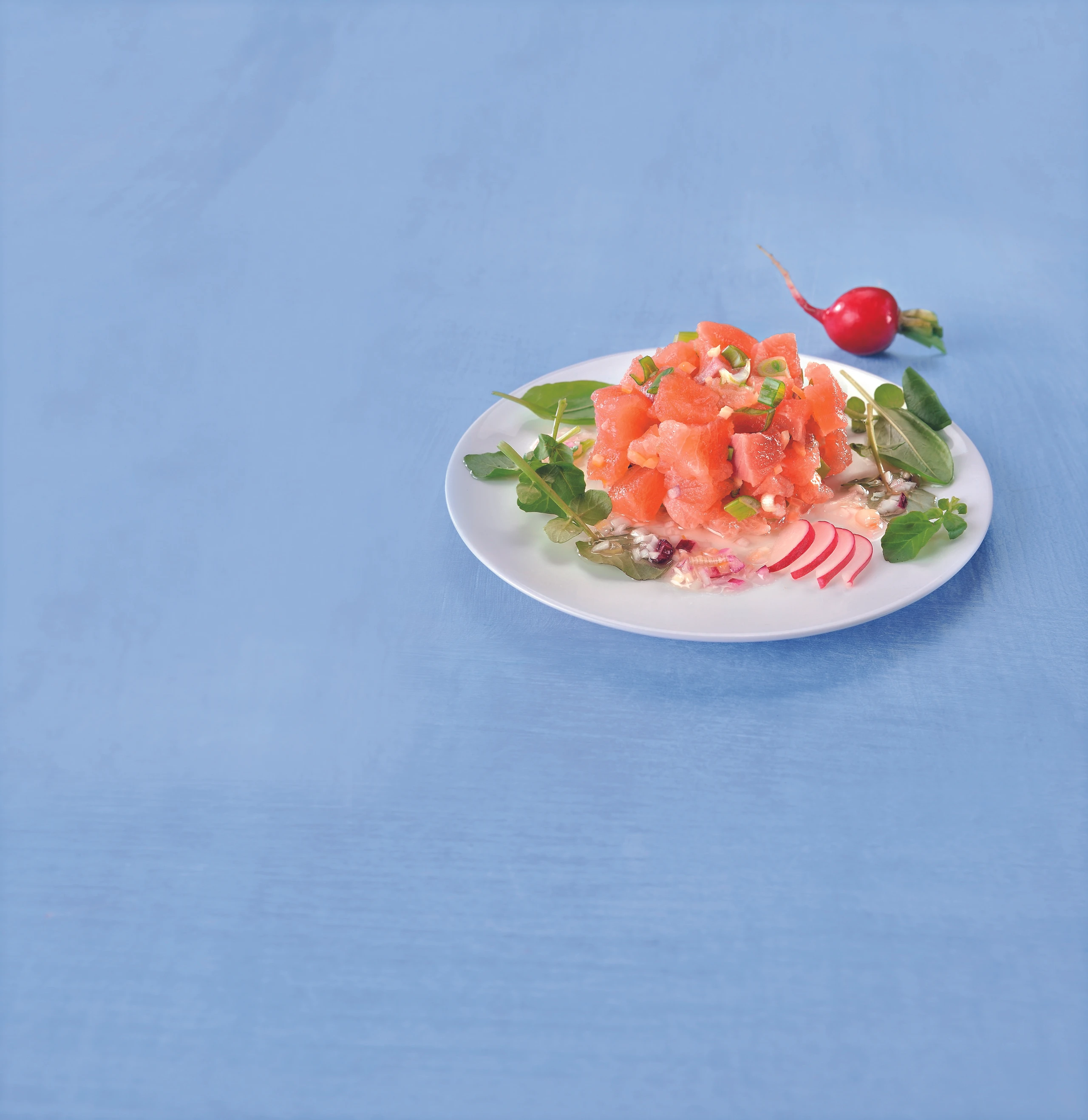 Alpenlachs-Tatar mit Brunnenkresse-Salat