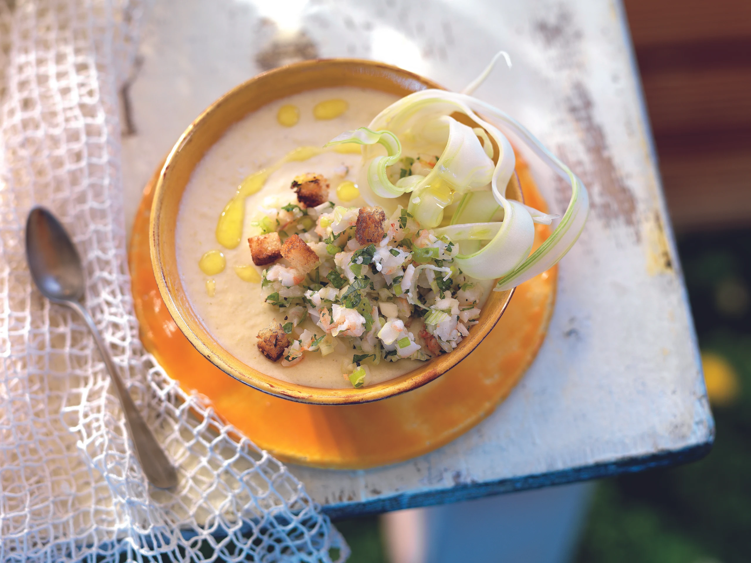 Panna cotta mit Fenchel und Garnelentatar