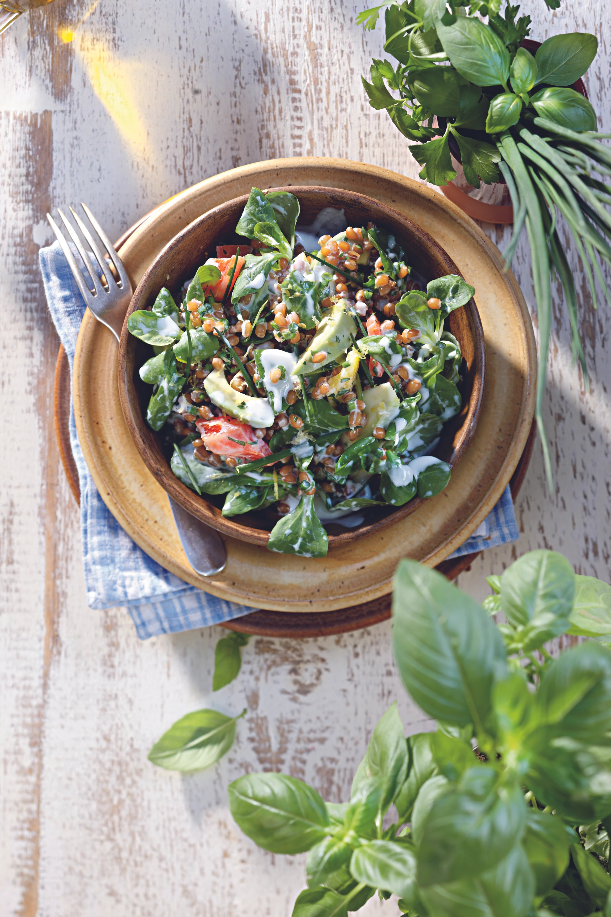 Getreidesalat mit Buttermilchdressing