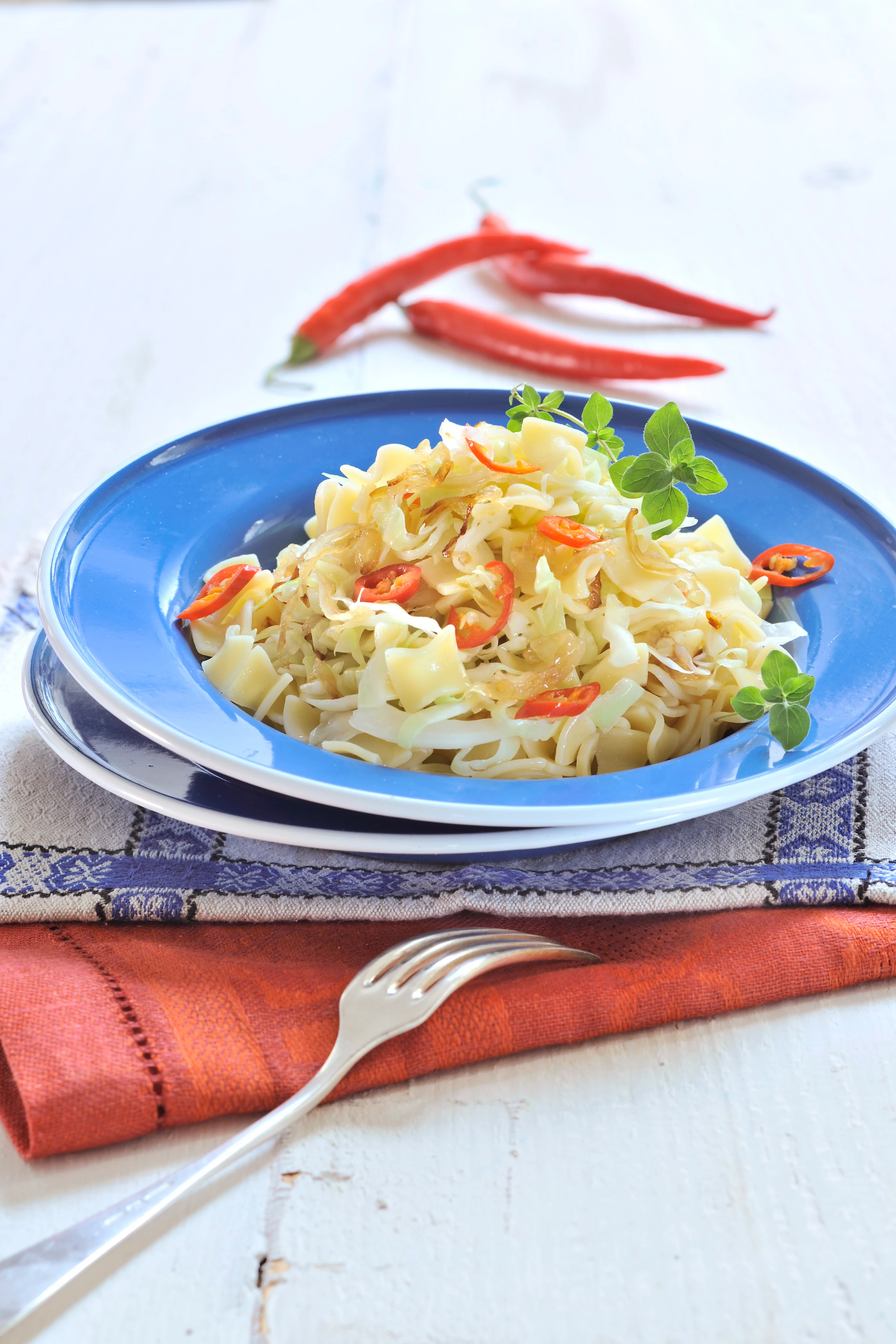 Krautfleckerl mit Pfefferoni