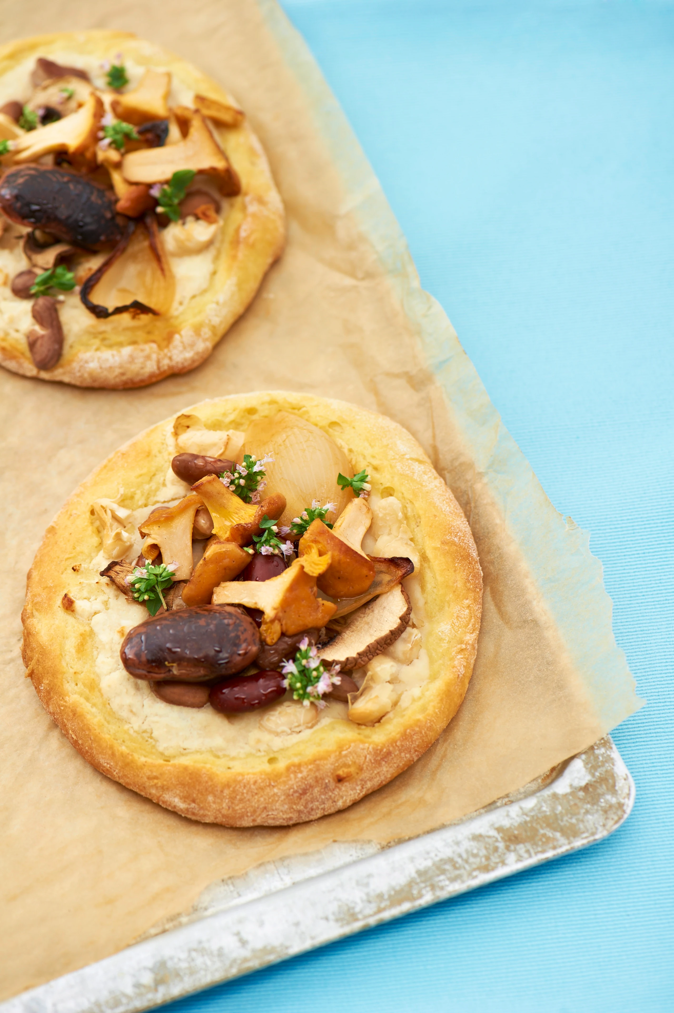 Bohnenbrioches mit Pilzen