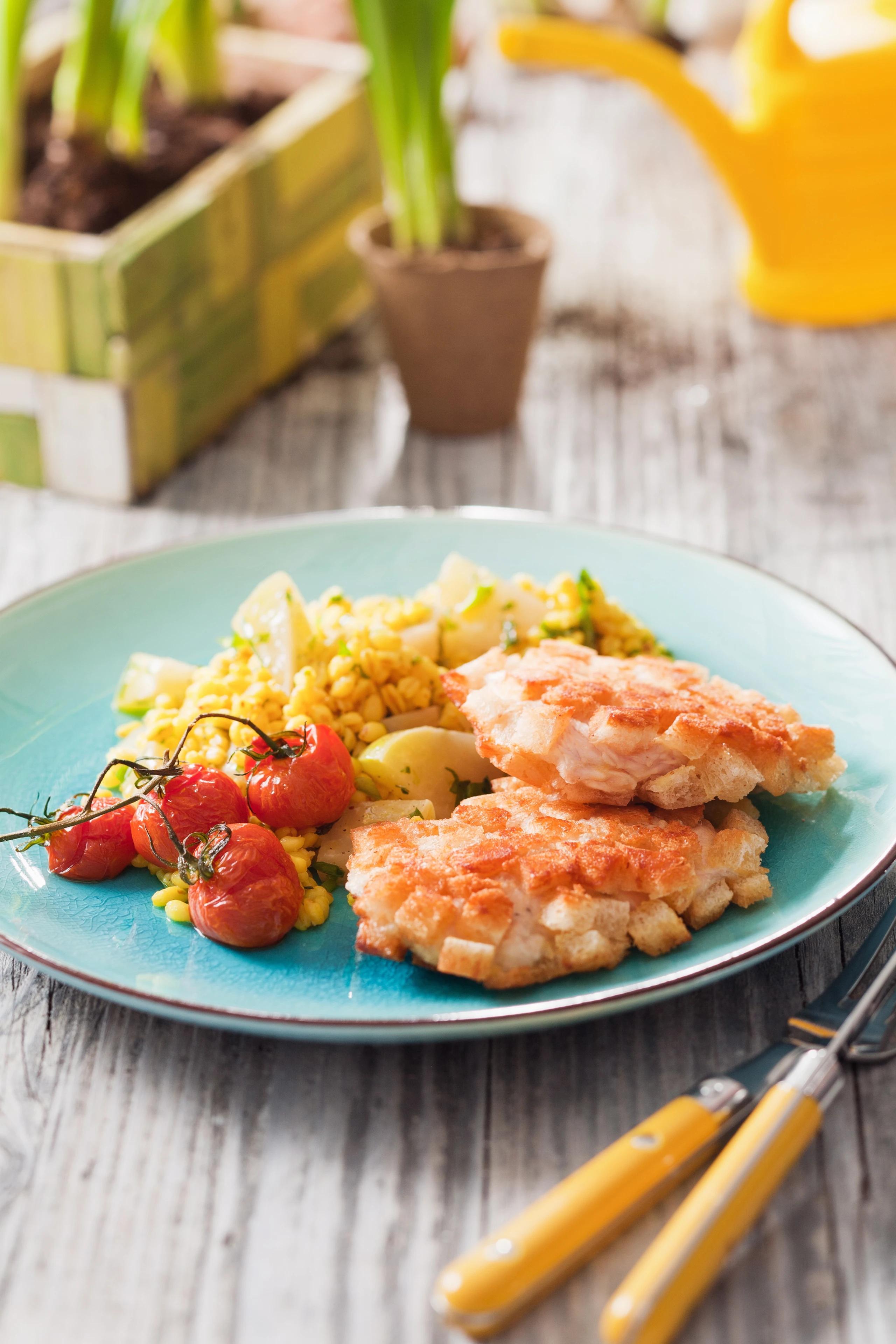 Putenschnitzel mit Zartweizen