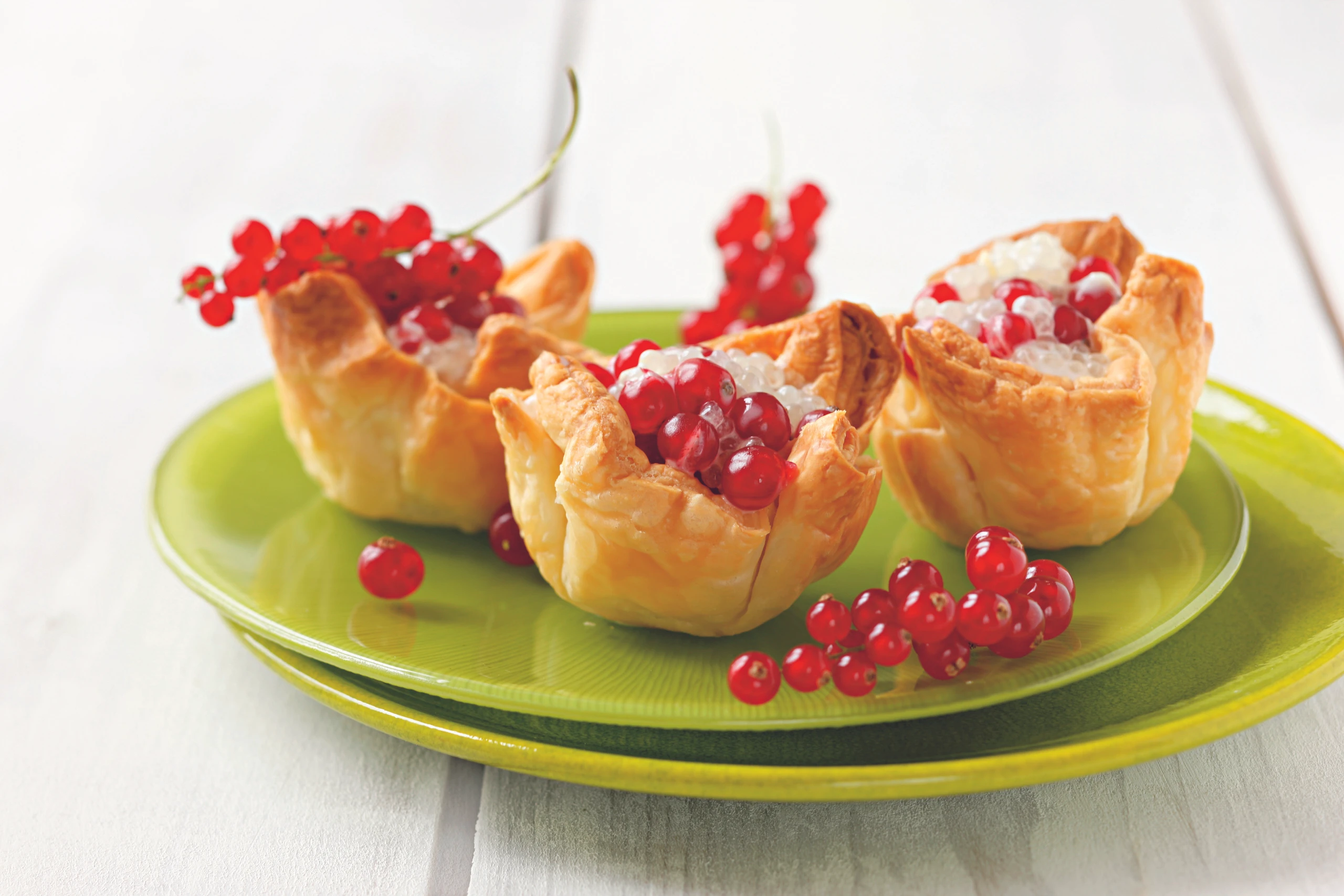 Kokoscreme-Törtchen mit Ribiseln