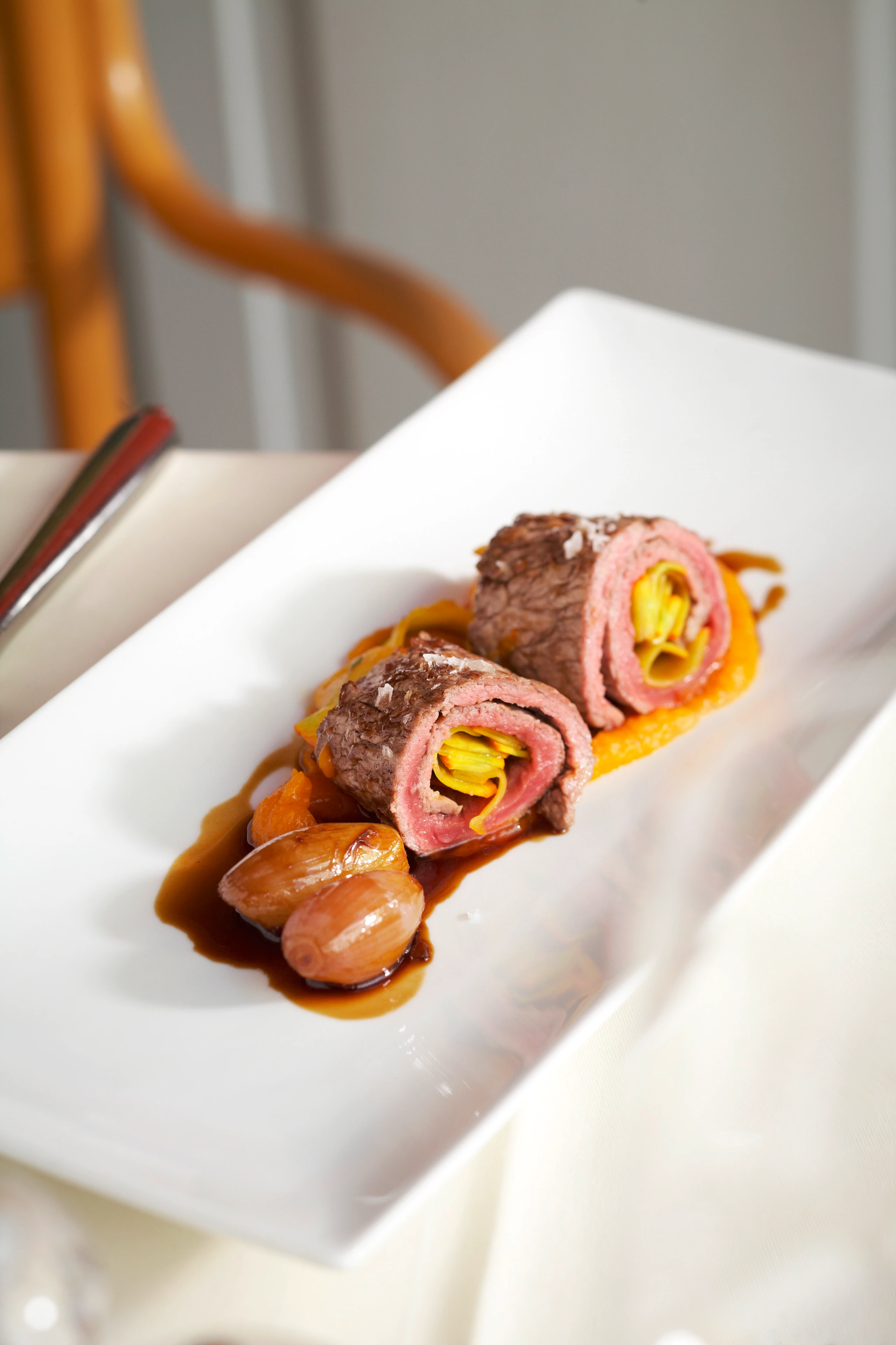 Roastbeef-Röllchen mit Kürbisfülle