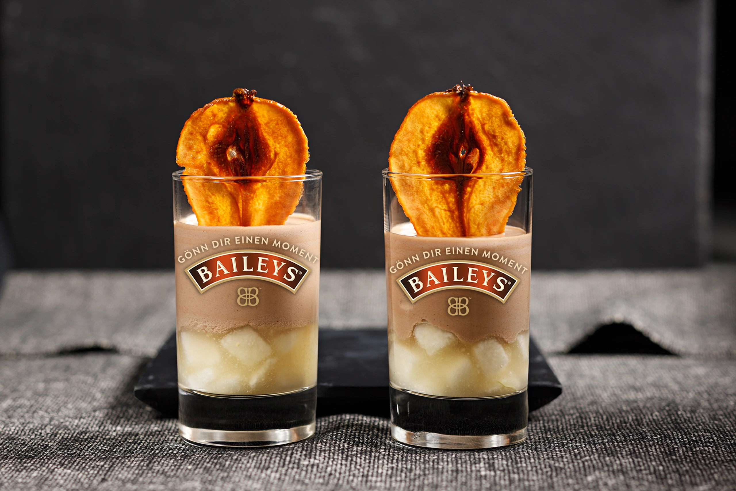 Nougat-Birnenmousse mit Baileys