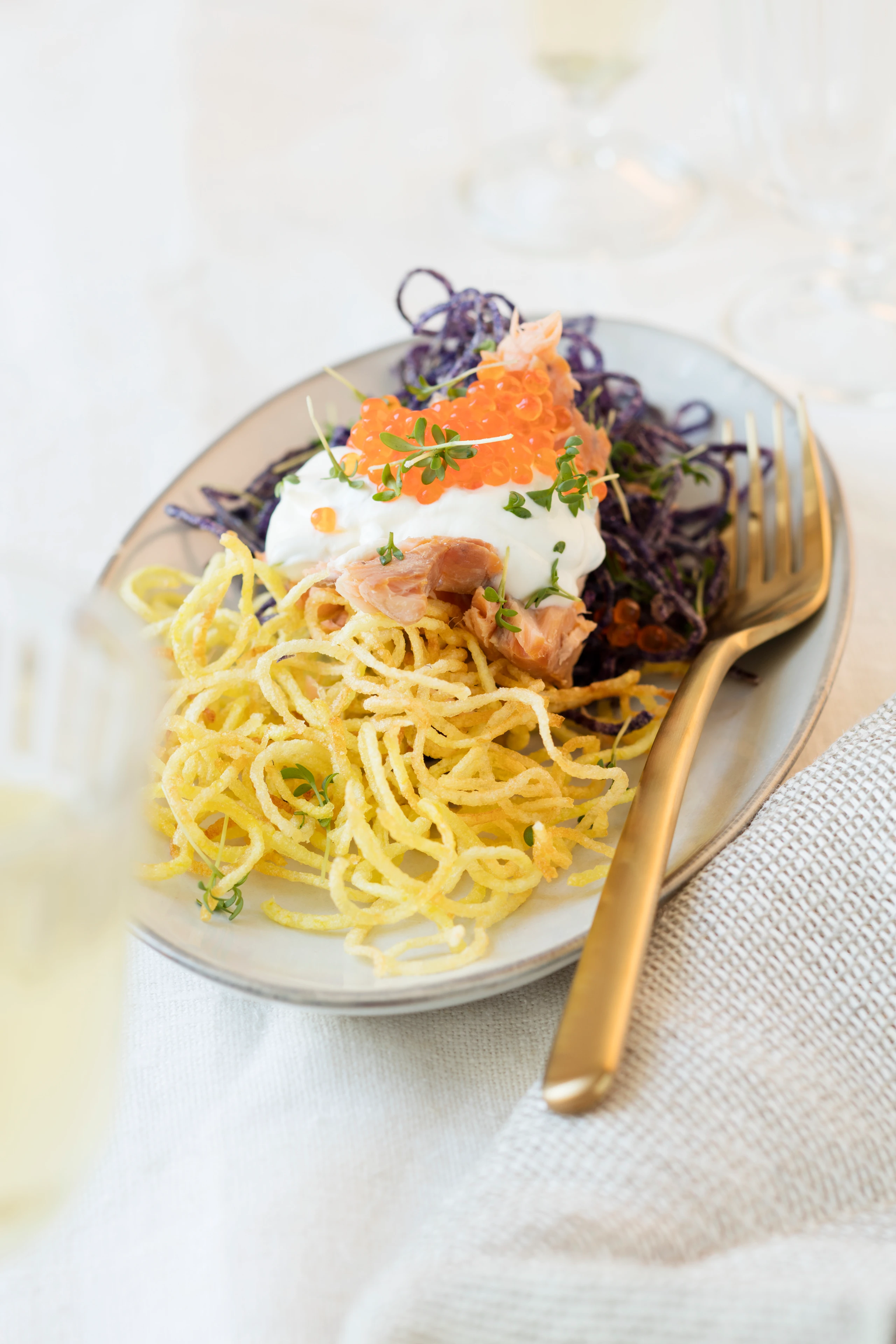 Erdäpfelnester mit Rahmcreme