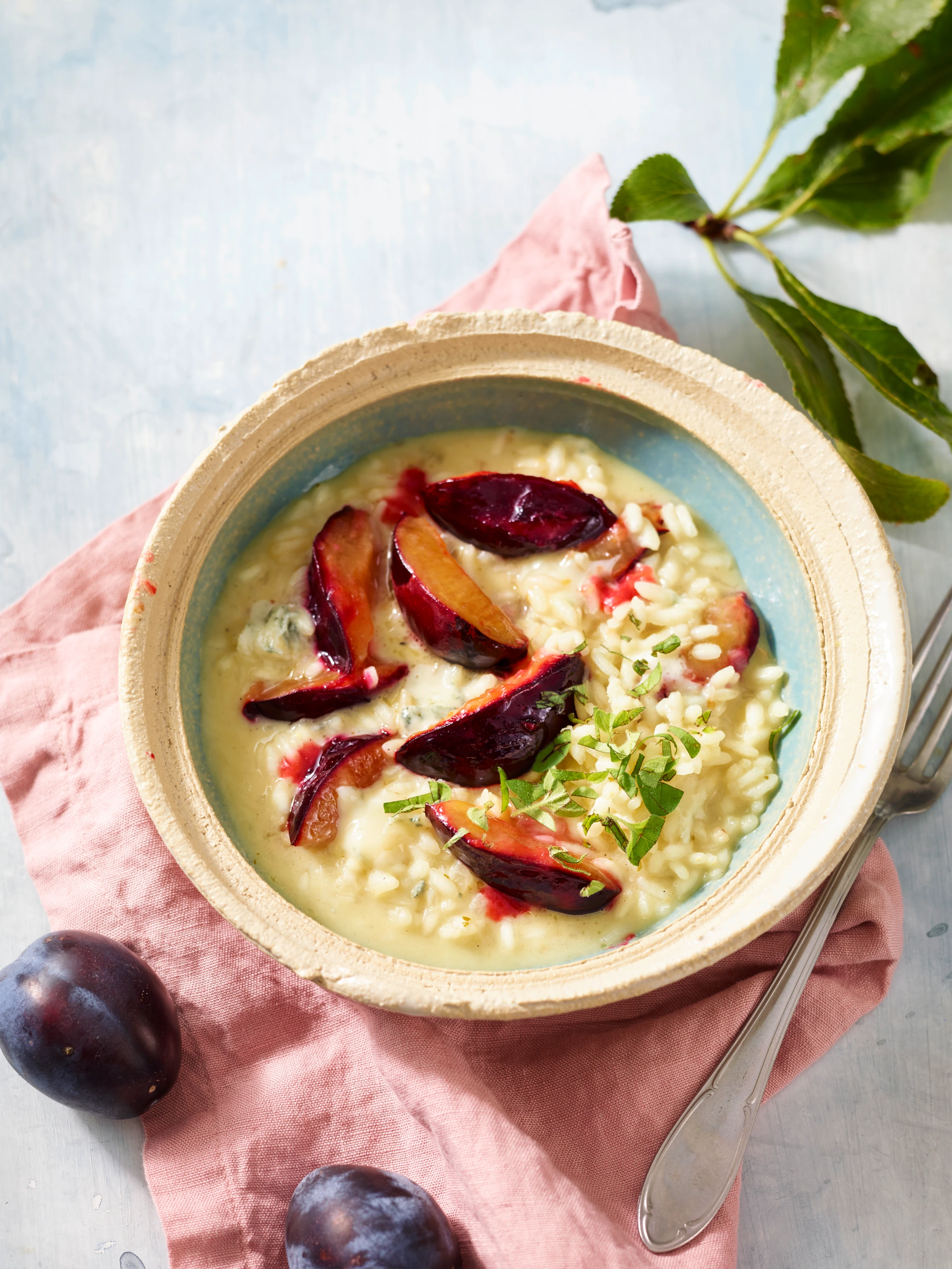 Zwetschken-Risotto mit Gorgonzola