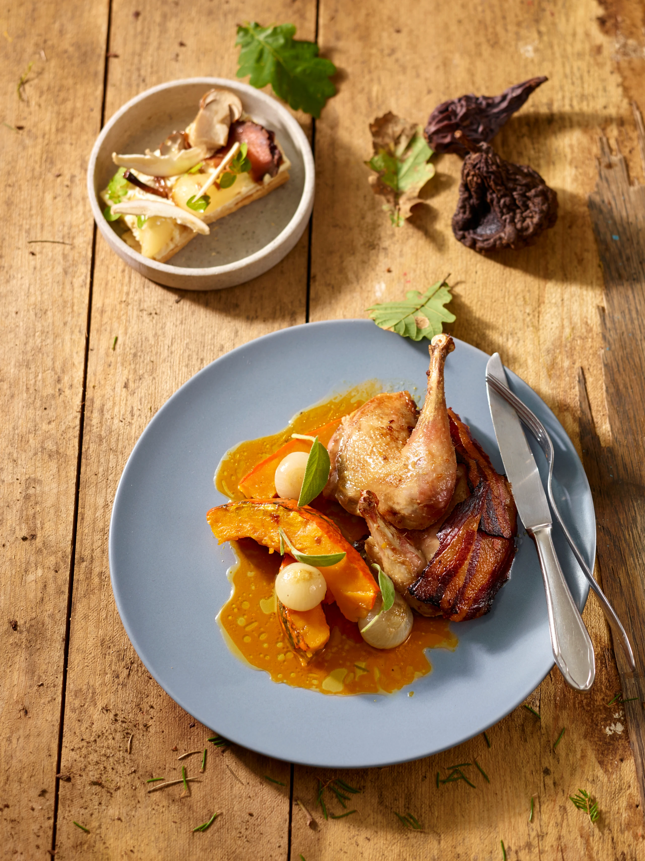 Fasan mit Kürbis-Maronigemüse